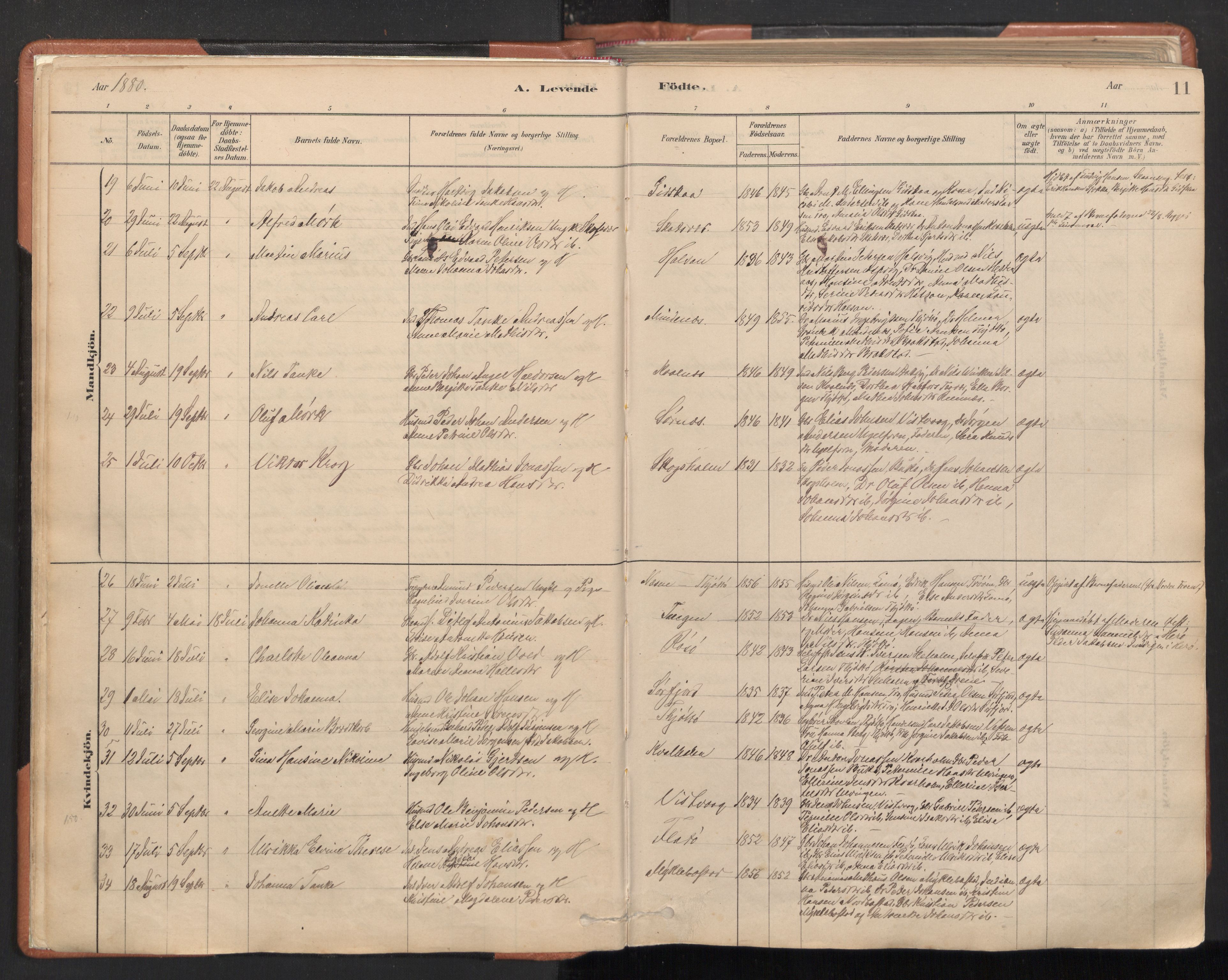 Ministerialprotokoller, klokkerbøker og fødselsregistre - Nordland, AV/SAT-A-1459/817/L0264: Parish register (official) no. 817A04, 1878-1907, p. 11