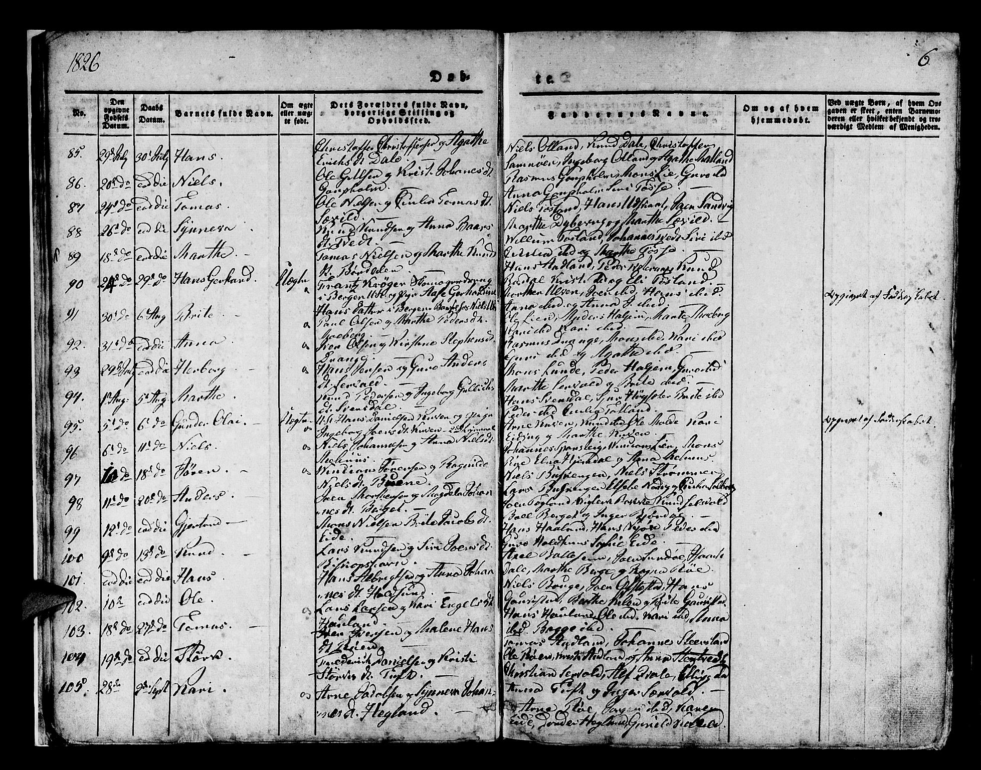 Os sokneprestembete, AV/SAB-A-99929: Parish register (official) no. A 14, 1826-1839, p. 6