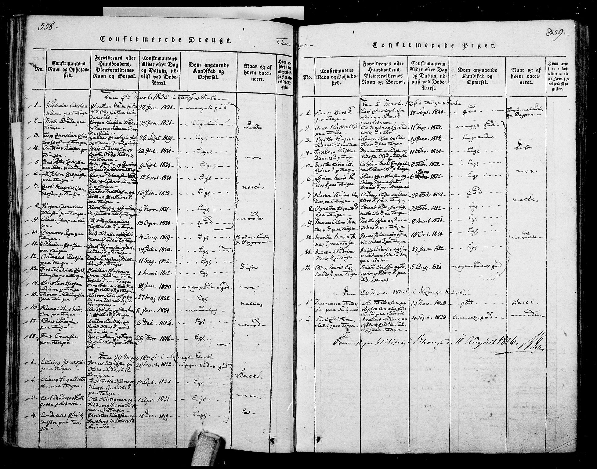 Skoger kirkebøker, AV/SAKO-A-59/F/Fa/L0002: Parish register (official) no. I 2 /2, 1814-1842, p. 558-559