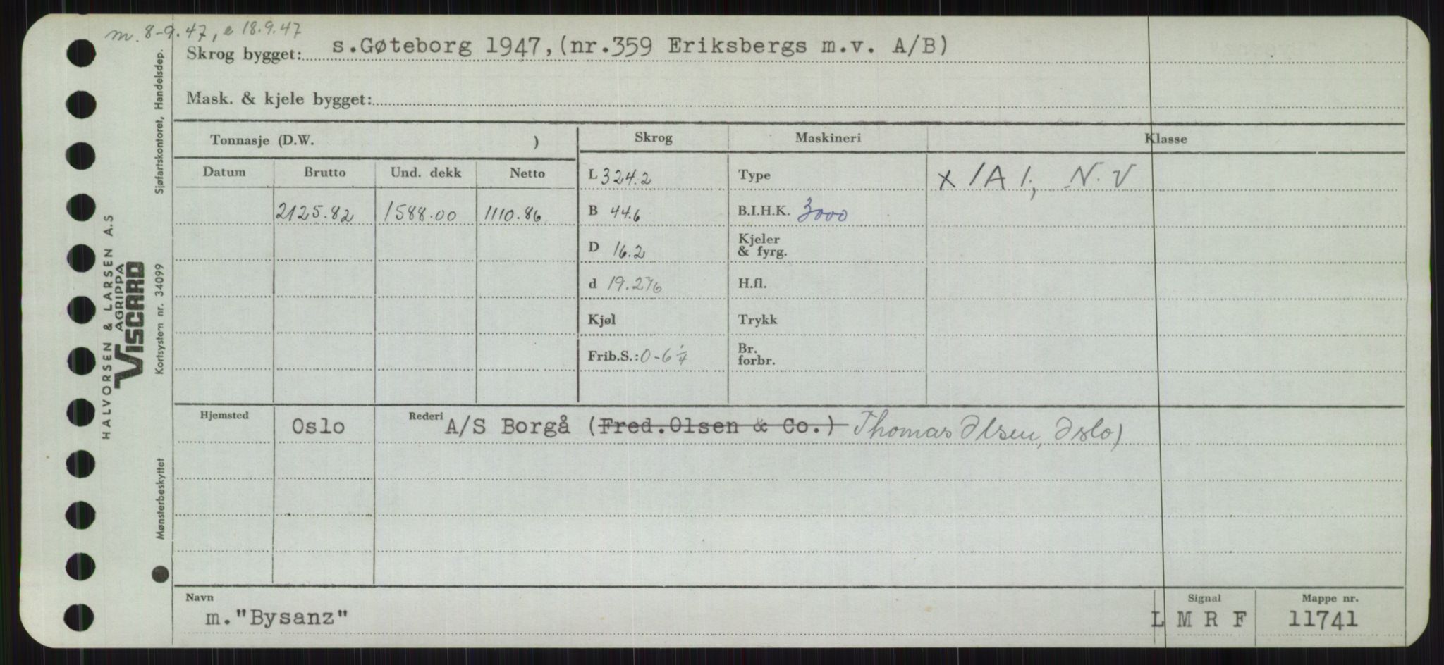 Sjøfartsdirektoratet med forløpere, Skipsmålingen, RA/S-1627/H/Hb/L0001: Fartøy, A-D, p. 415