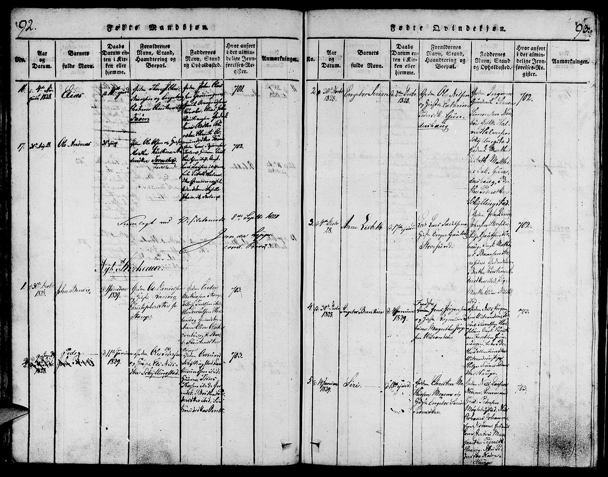 Torvastad sokneprestkontor, AV/SAST-A -101857/H/Ha/Haa/L0004: Parish register (official) no. A 3 /1, 1817-1836, p. 92-93