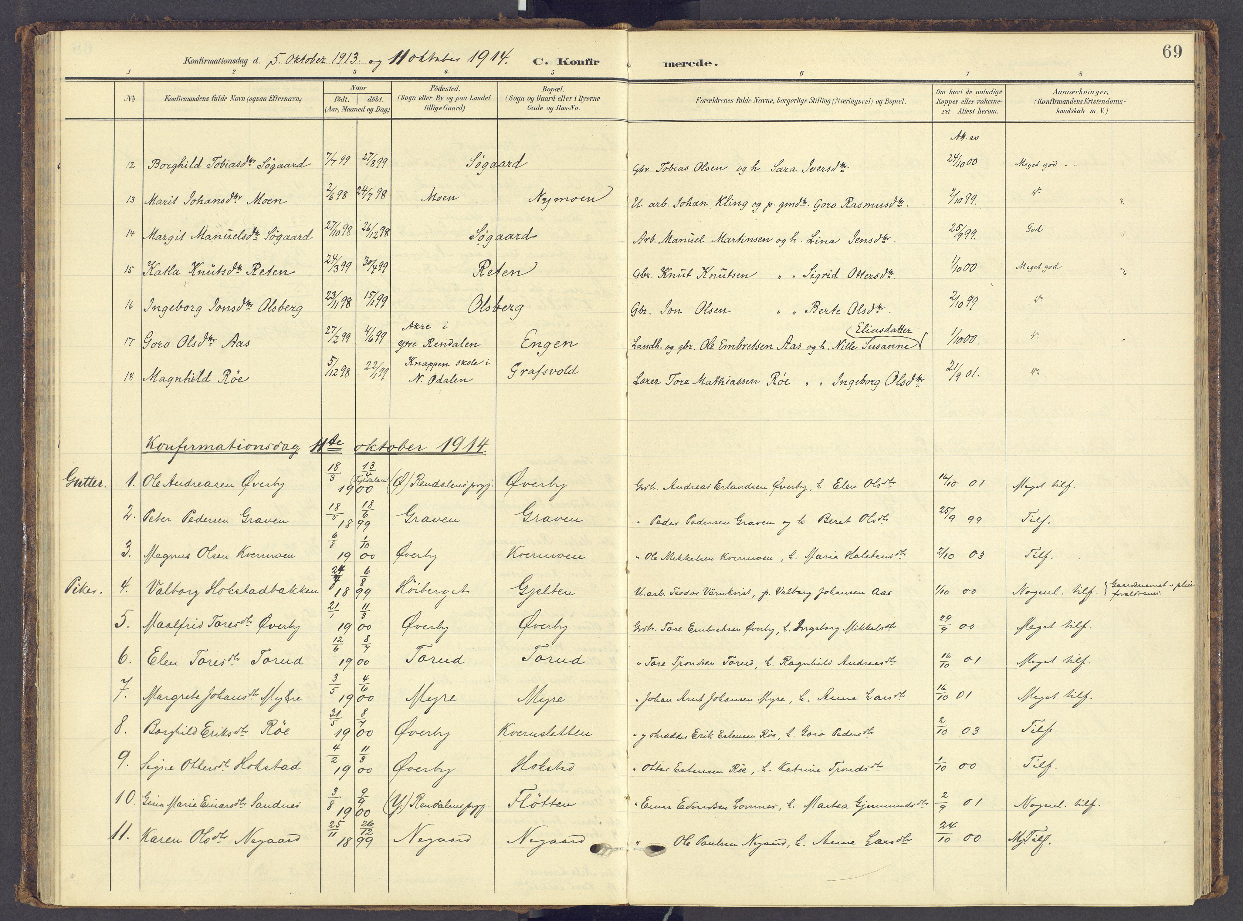 Tynset prestekontor, SAH/PREST-058/H/Ha/Haa/L0028: Parish register (official) no. 28, 1902-1929, p. 69