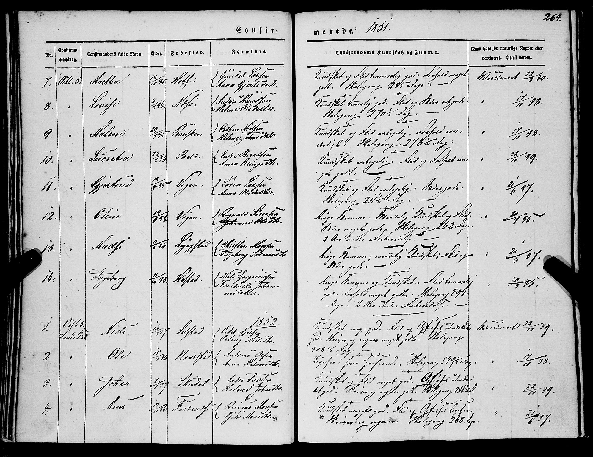 Gaular sokneprestembete, AV/SAB-A-80001/H/Haa: Parish register (official) no. A 4I, 1840-1859, p. 264