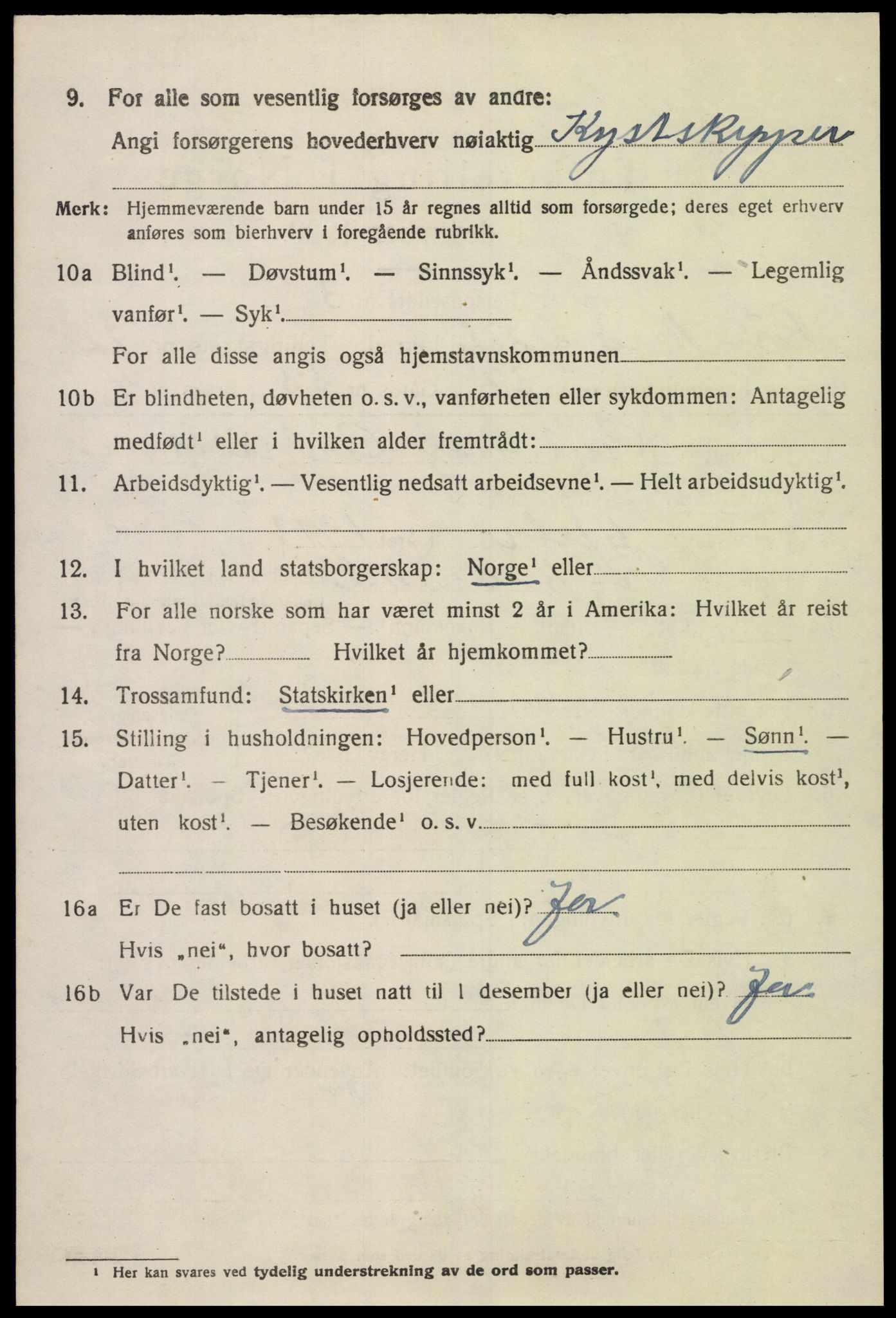 SAK, 1920 census for Sør-Audnedal, 1920, p. 4846