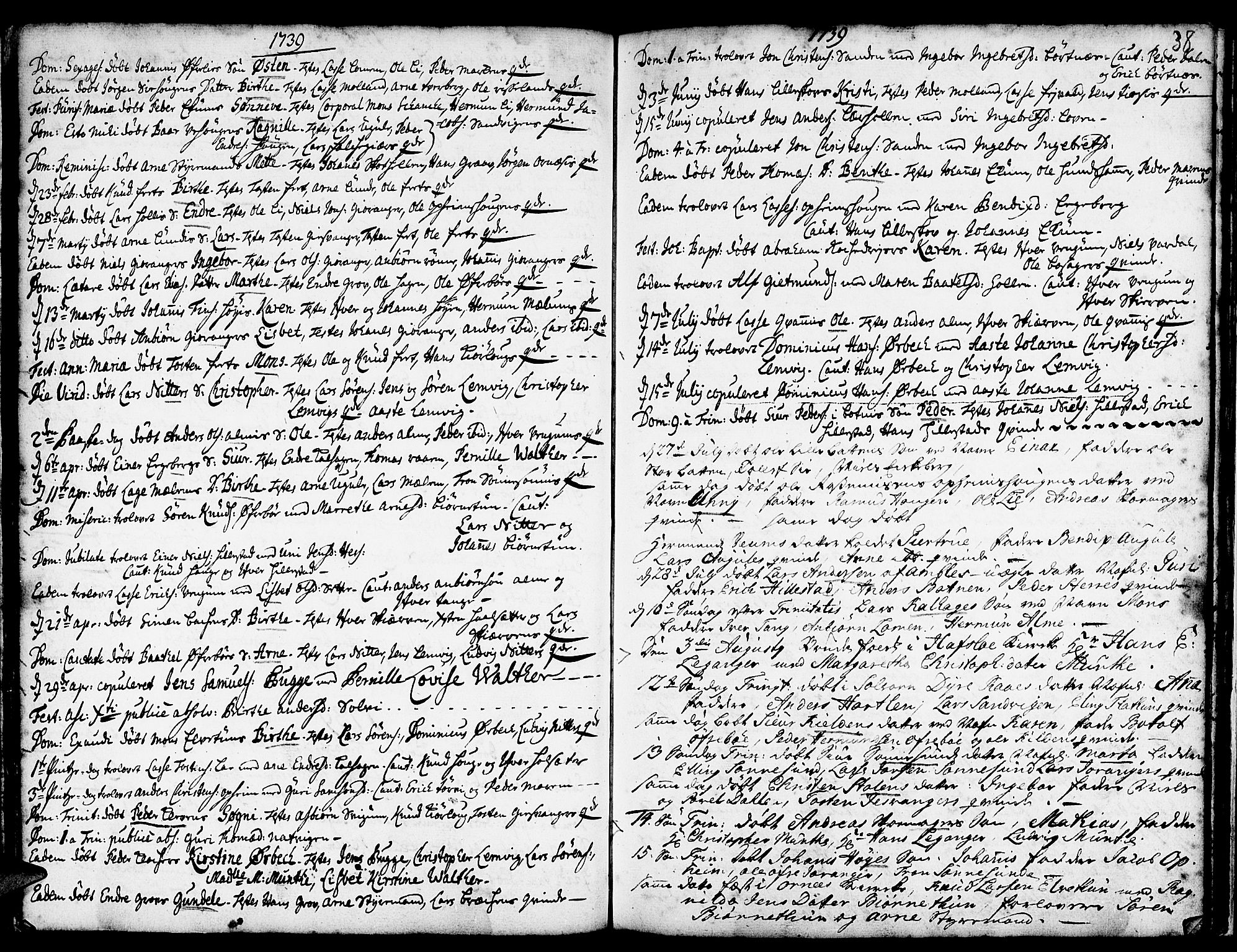Hafslo sokneprestembete, AV/SAB-A-80301/H/Haa/Haaa/L0001: Parish register (official) no. A 1, 1717-1755, p. 38