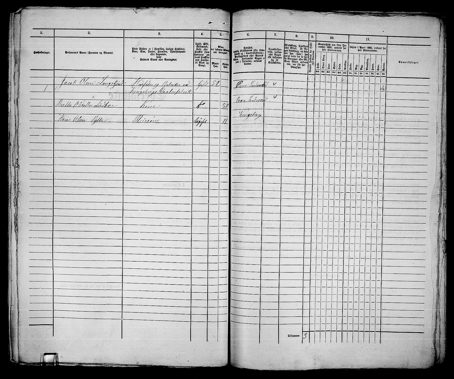 RA, 1865 census for Kongsberg/Kongsberg, 1865, p. 445