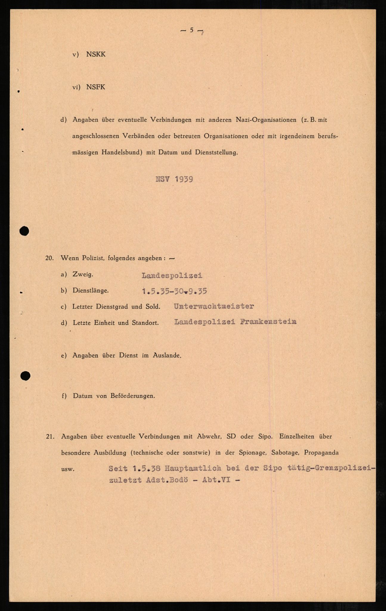 Forsvaret, Forsvarets overkommando II, AV/RA-RAFA-3915/D/Db/L0002: CI Questionaires. Tyske okkupasjonsstyrker i Norge. Tyskere., 1945-1946, p. 331