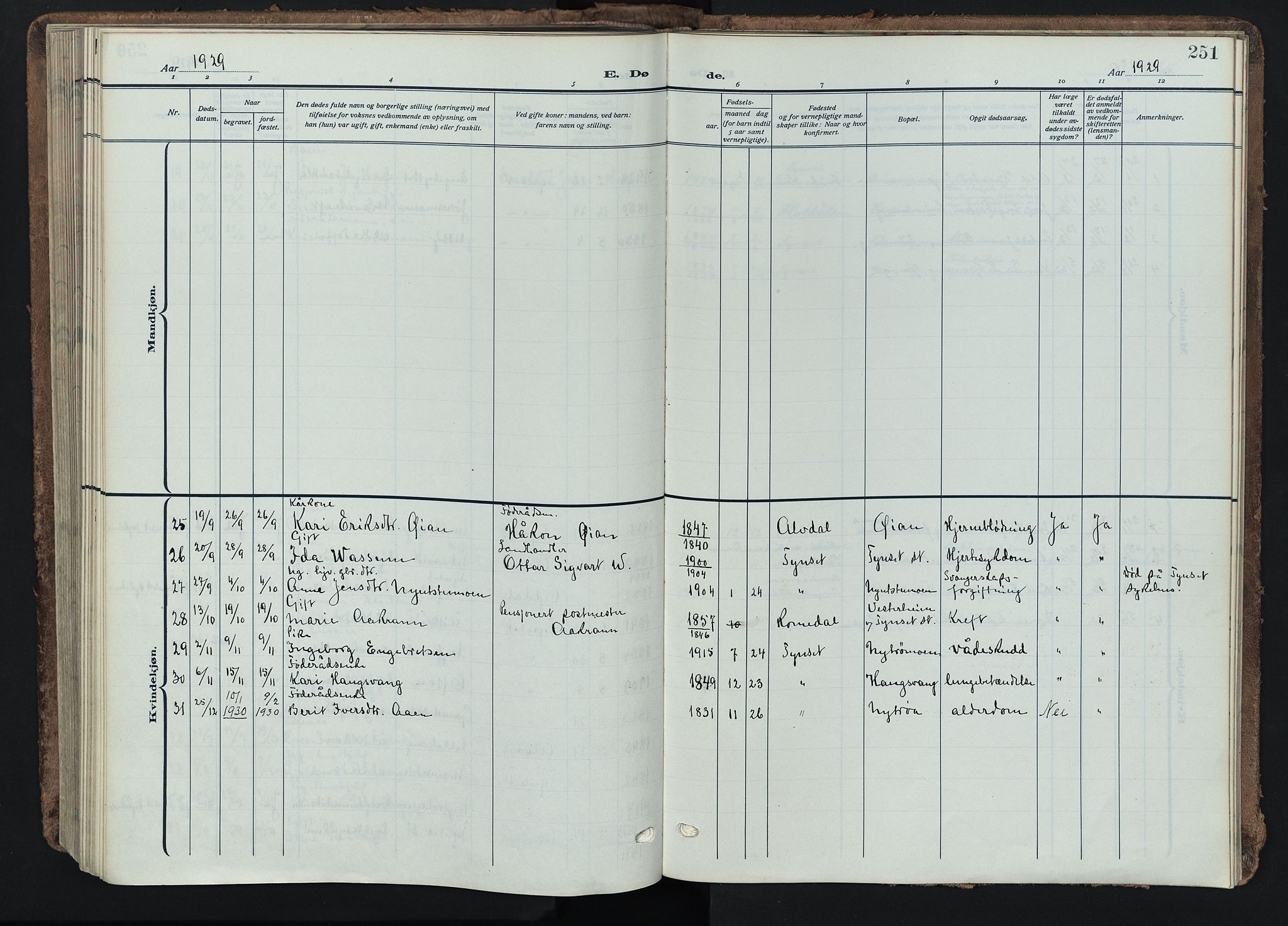 Tynset prestekontor, SAH/PREST-058/H/Ha/Haa/L0026: Parish register (official) no. 26, 1915-1929, p. 251