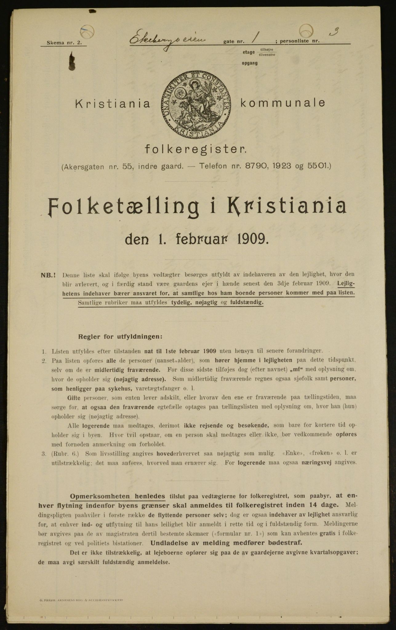 OBA, Municipal Census 1909 for Kristiania, 1909, p. 18184