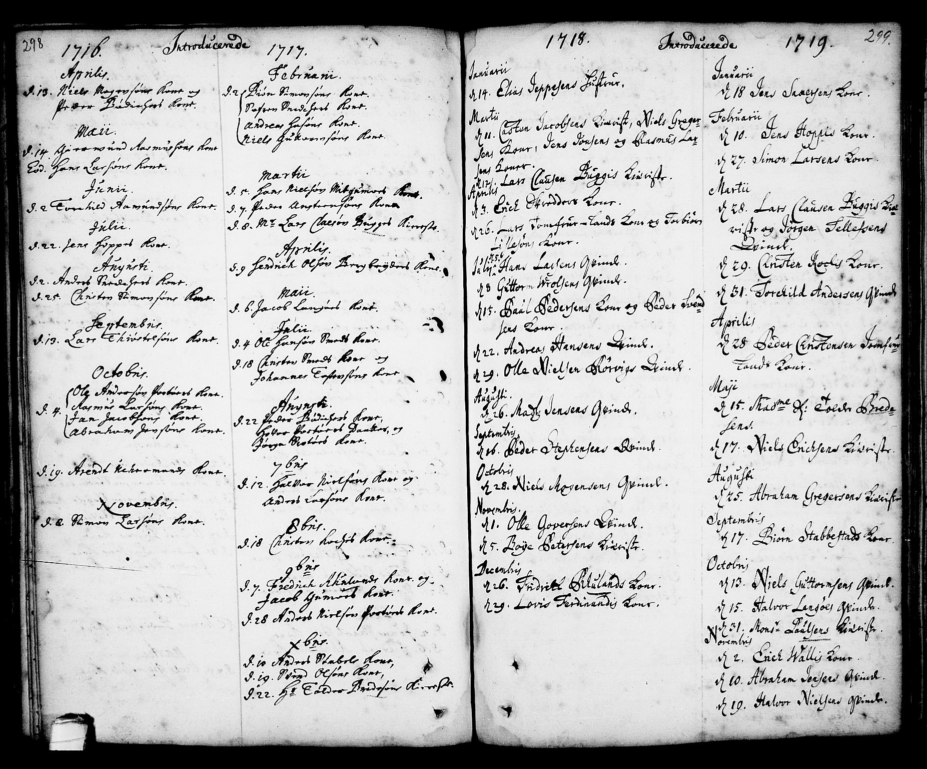 Kragerø kirkebøker, SAKO/A-278/F/Fa/L0001: Parish register (official) no. 1, 1702-1766, p. 298-299