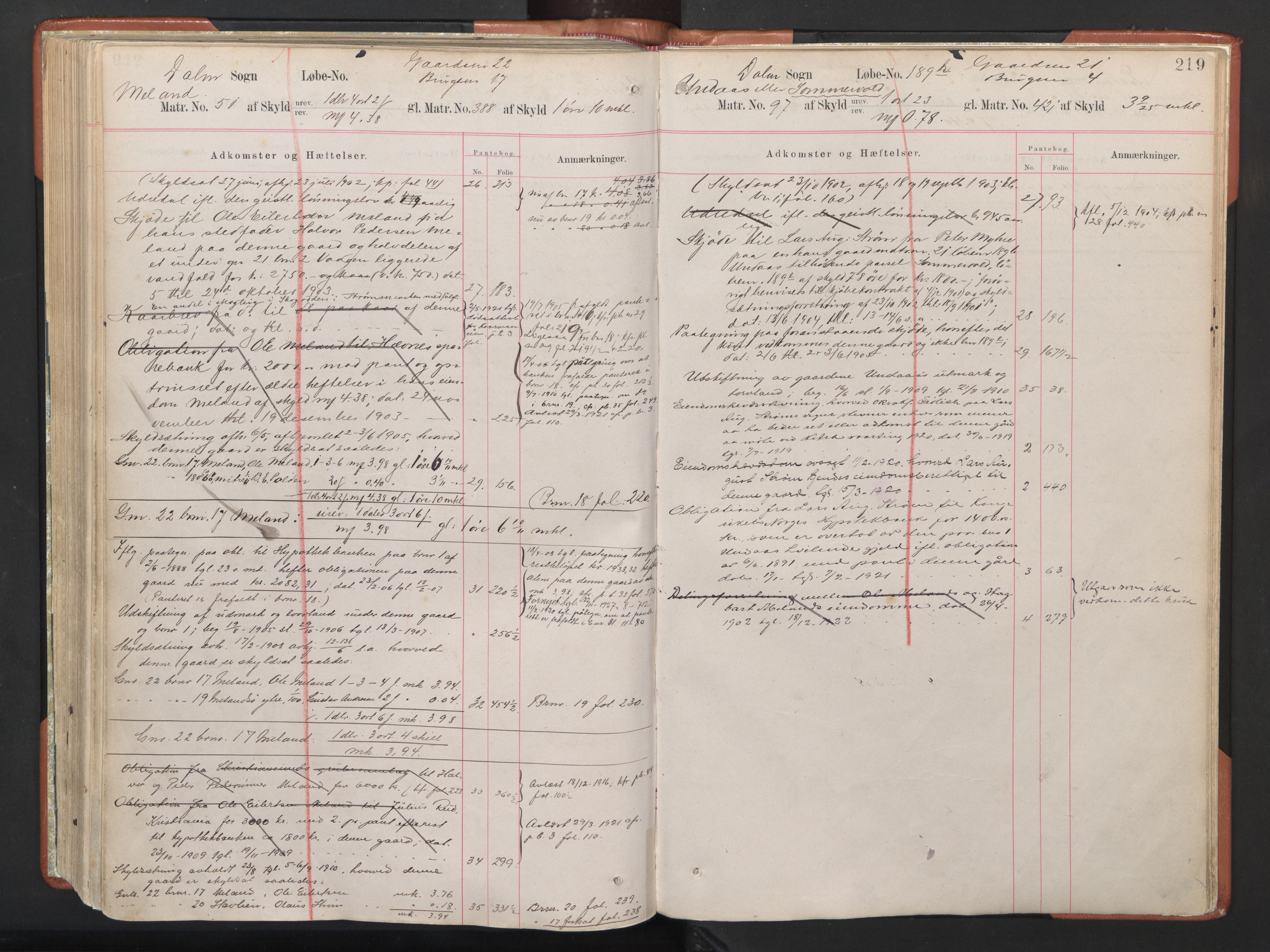 Hitra sorenskriveri, AV/SAT-A-0018/2/2A/L0008: Mortgage register no. 8, p. 219