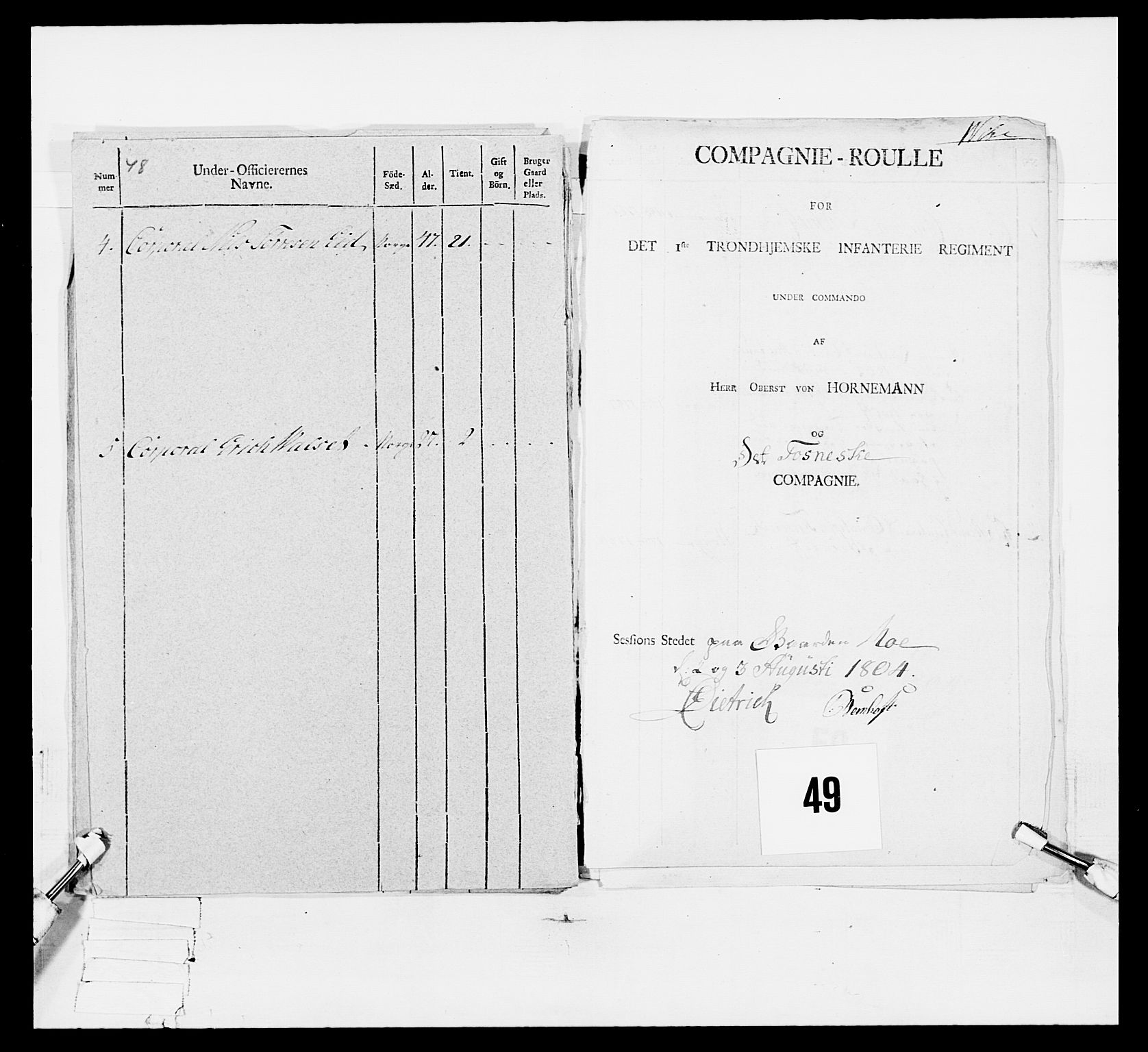 Generalitets- og kommissariatskollegiet, Det kongelige norske kommissariatskollegium, RA/EA-5420/E/Eh/L0075a: 1. Trondheimske nasjonale infanteriregiment, 1789-1811, p. 125