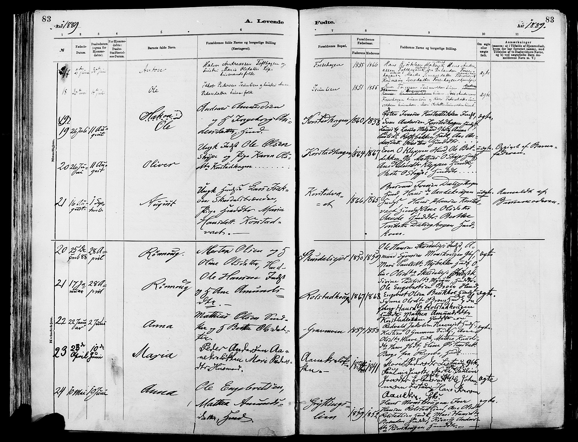 Sør-Fron prestekontor, AV/SAH-PREST-010/H/Ha/Haa/L0003: Parish register (official) no. 3, 1881-1897, p. 83