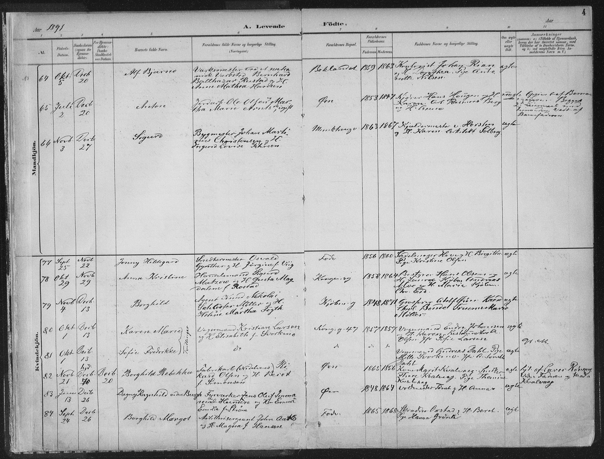 Ministerialprotokoller, klokkerbøker og fødselsregistre - Sør-Trøndelag, SAT/A-1456/601/L0062: Parish register (official) no. 601A30, 1891-1911, p. 4