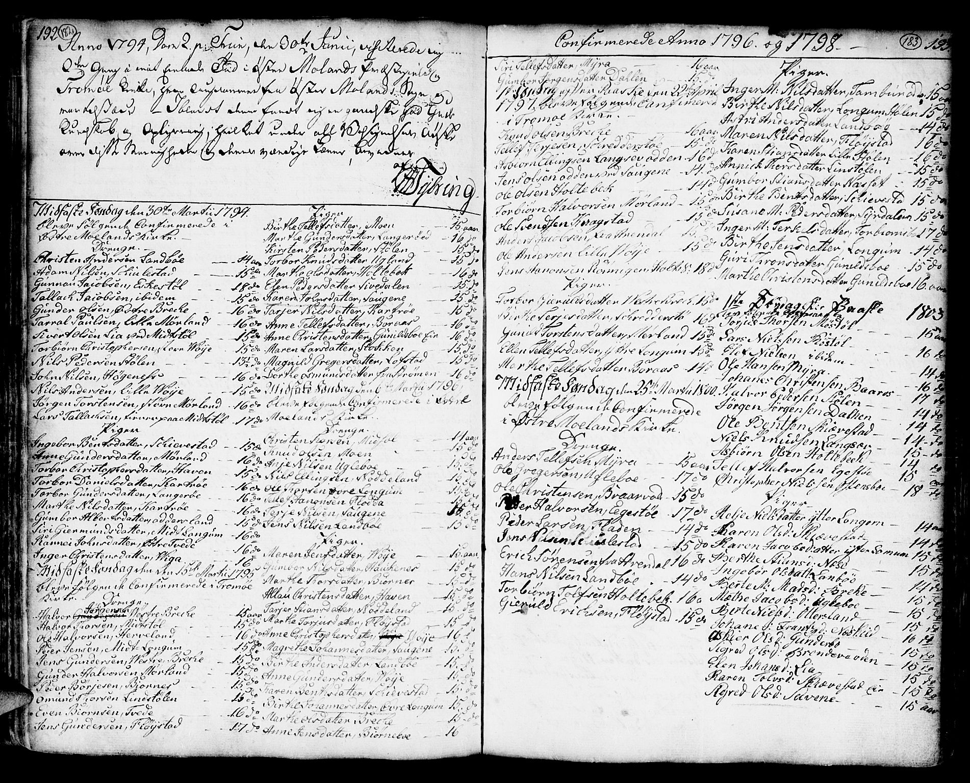 Austre Moland sokneprestkontor, SAK/1111-0001/F/Fa/Faa/L0002: Parish register (official) no. A 2, 1747-1808, p. 182-183