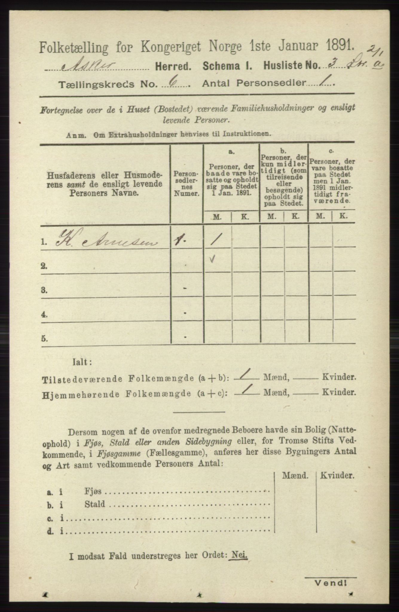 RA, 1891 census for 0220 Asker, 1891, p. 4106