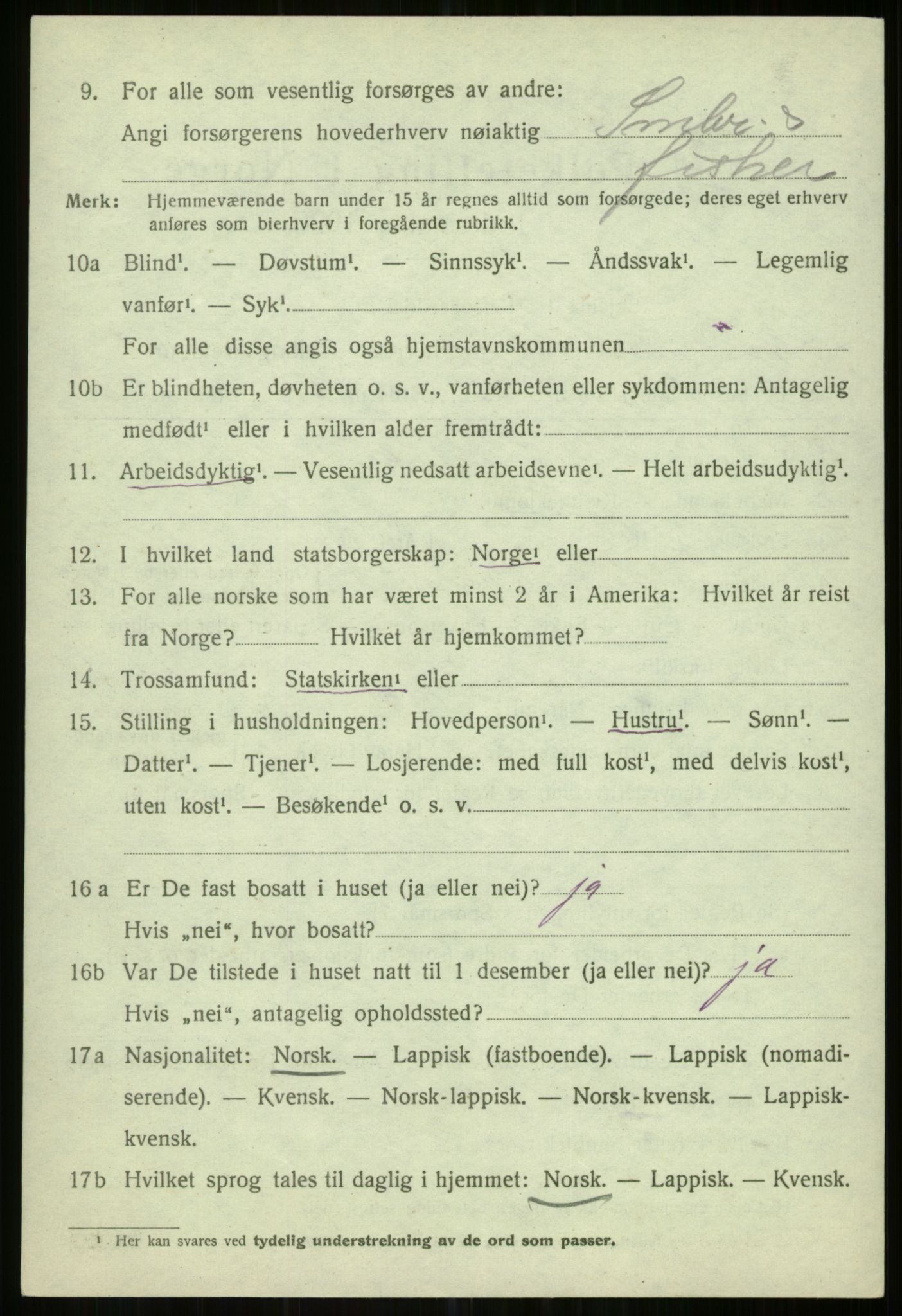 SATØ, 1920 census for Helgøy, 1920, p. 1396