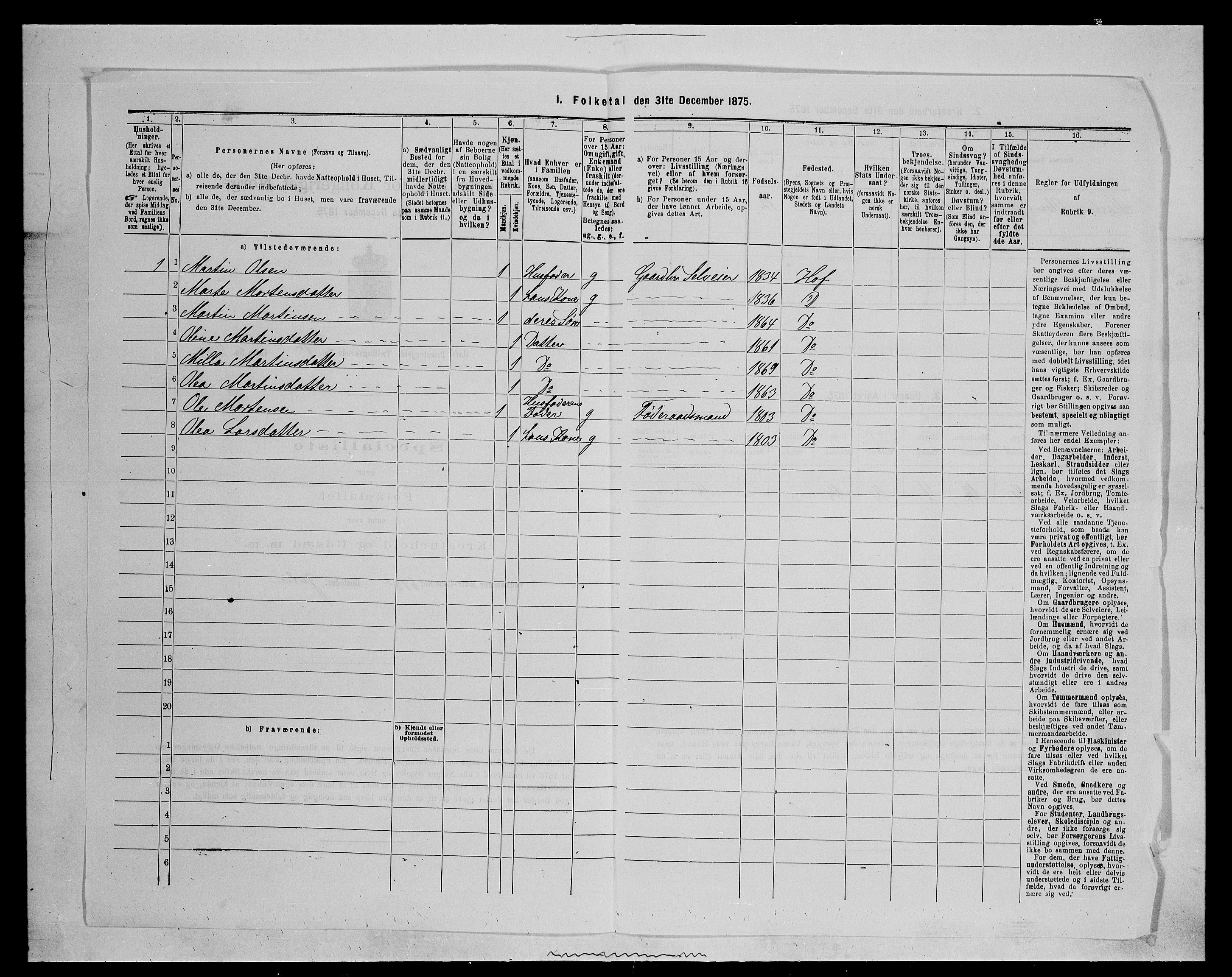 SAH, 1875 census for 0424P Hof, 1875, p. 232