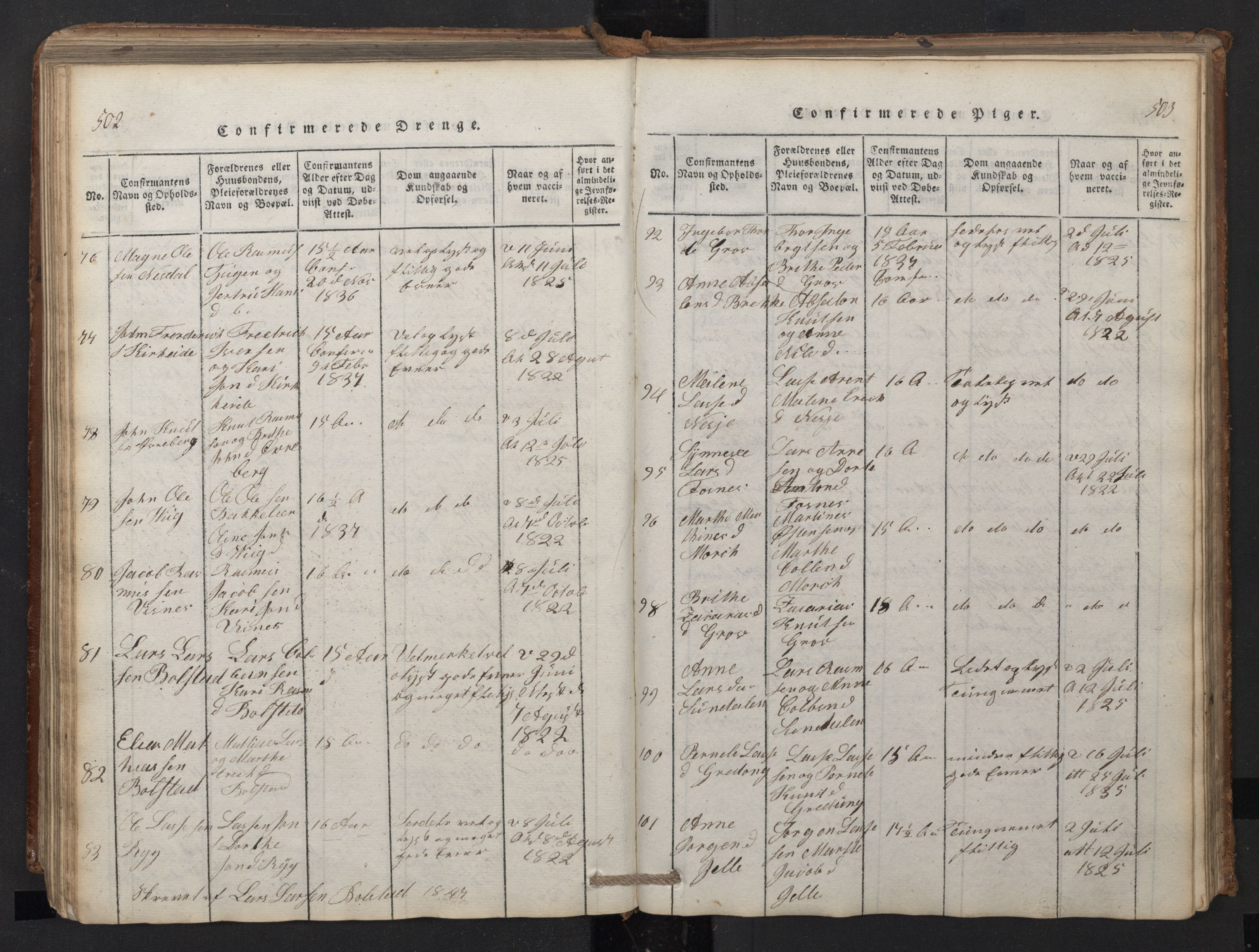 Stryn Sokneprestembete, AV/SAB-A-82501: Parish register (copy) no. A 1, 1816-1844, p. 502-503