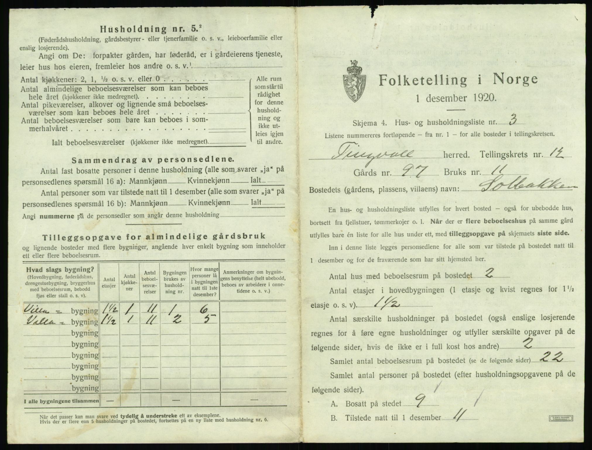 SAT, 1920 census for Tingvoll, 1920, p. 858