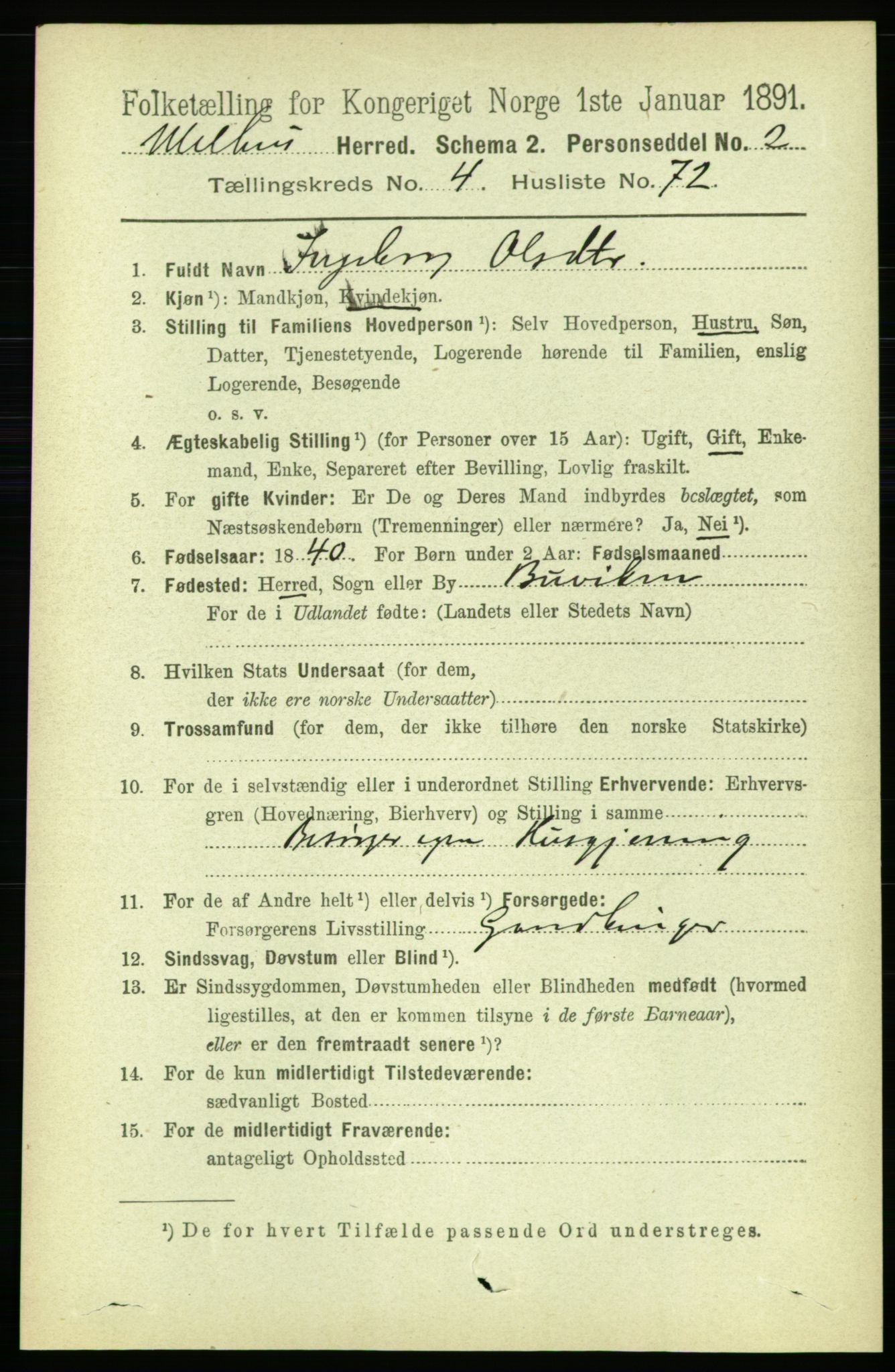 RA, 1891 census for 1653 Melhus, 1891, p. 2343