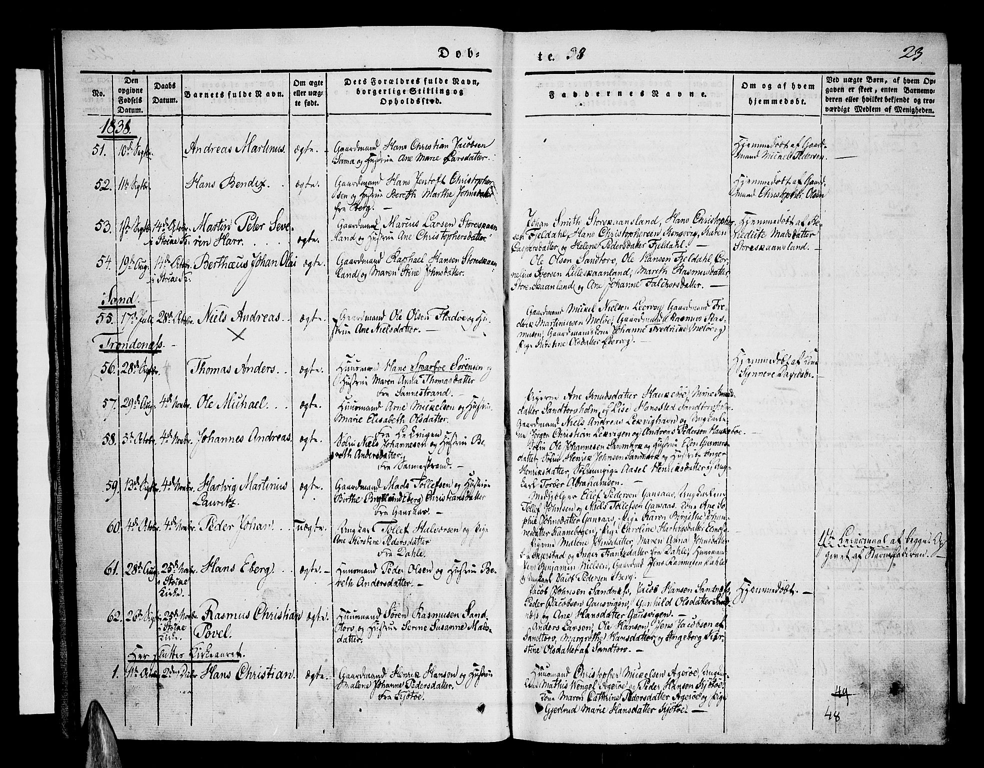 Trondenes sokneprestkontor, SATØ/S-1319/H/Ha/L0008kirke: Parish register (official) no. 8, 1835-1840, p. 23