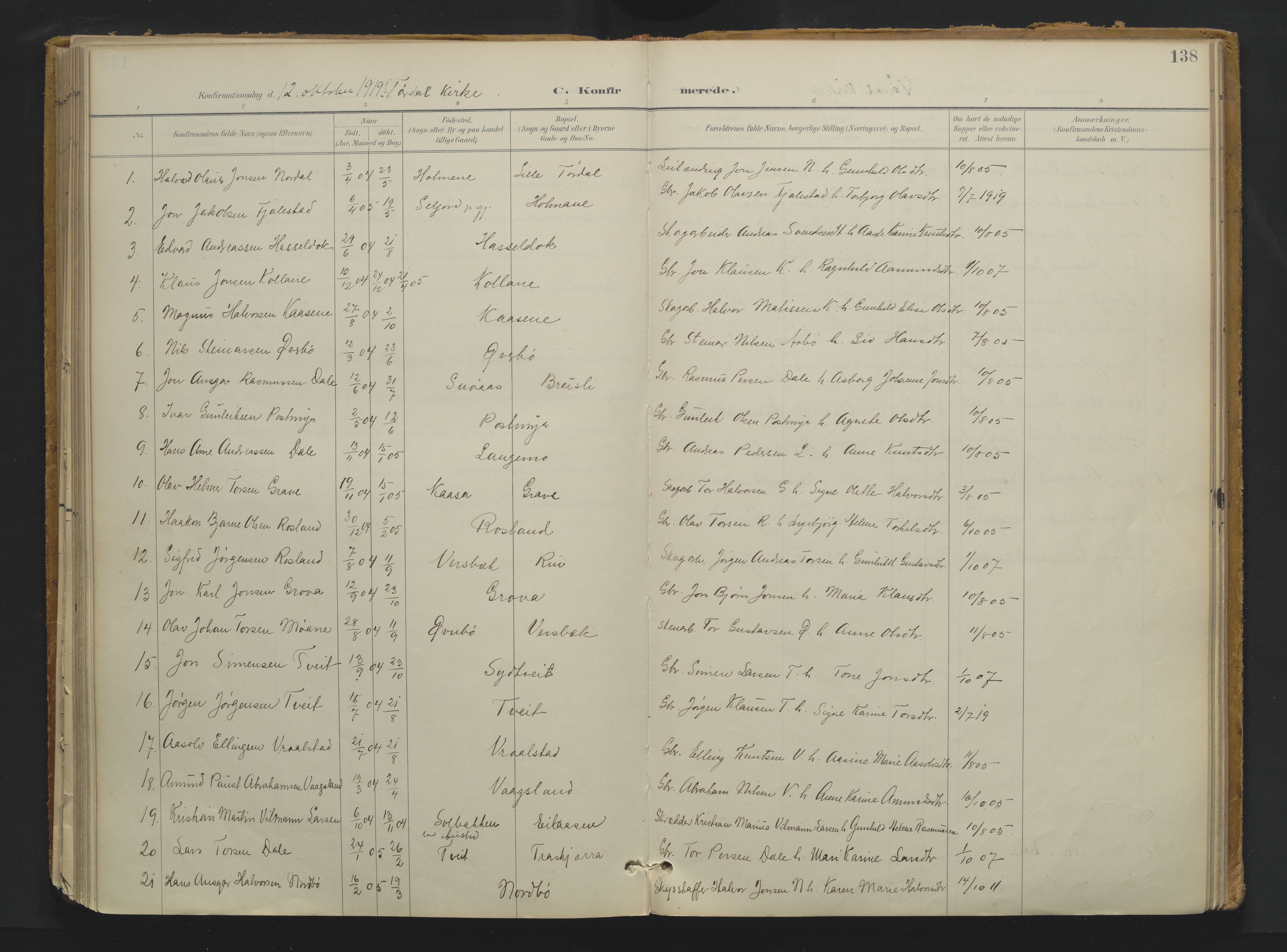 Drangedal kirkebøker, SAKO/A-258/F/Fa/L0013: Parish register (official) no. 13, 1895-1919, p. 138