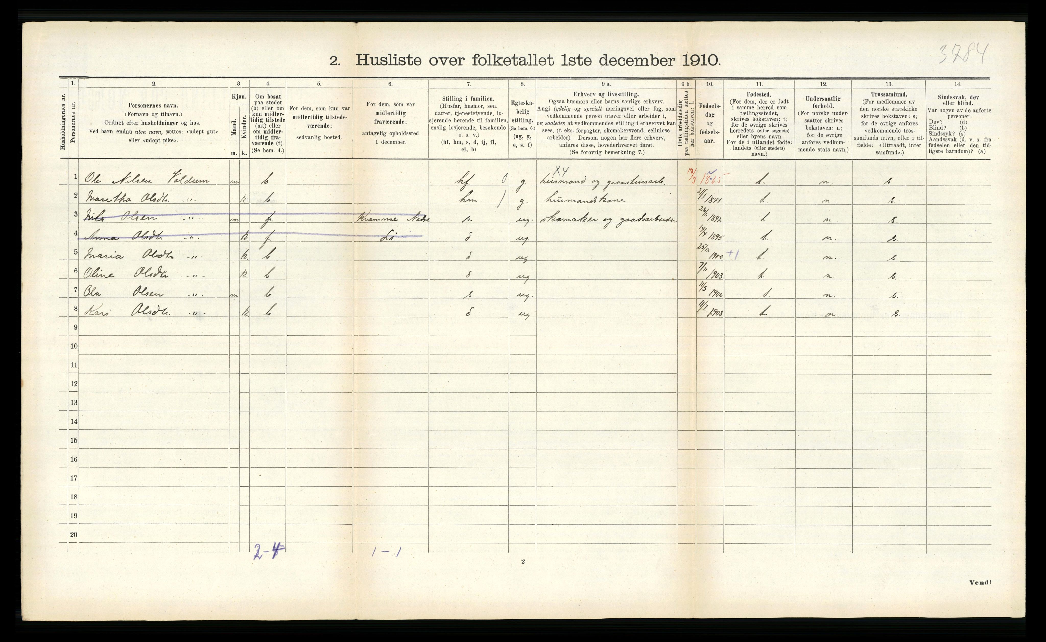 RA, 1910 census for Borgund, 1910, p. 128