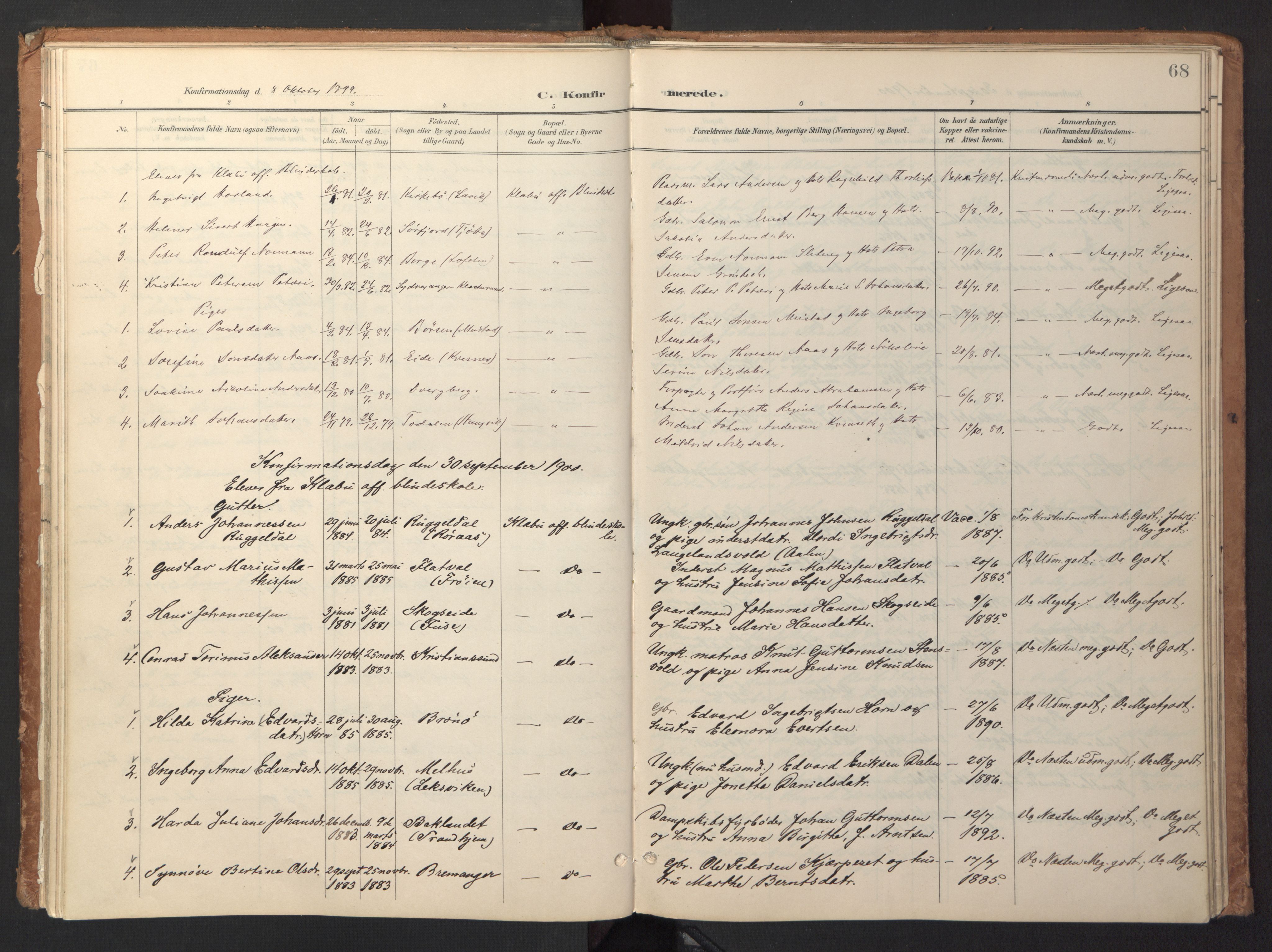 Ministerialprotokoller, klokkerbøker og fødselsregistre - Sør-Trøndelag, SAT/A-1456/618/L0448: Parish register (official) no. 618A11, 1898-1916, p. 68