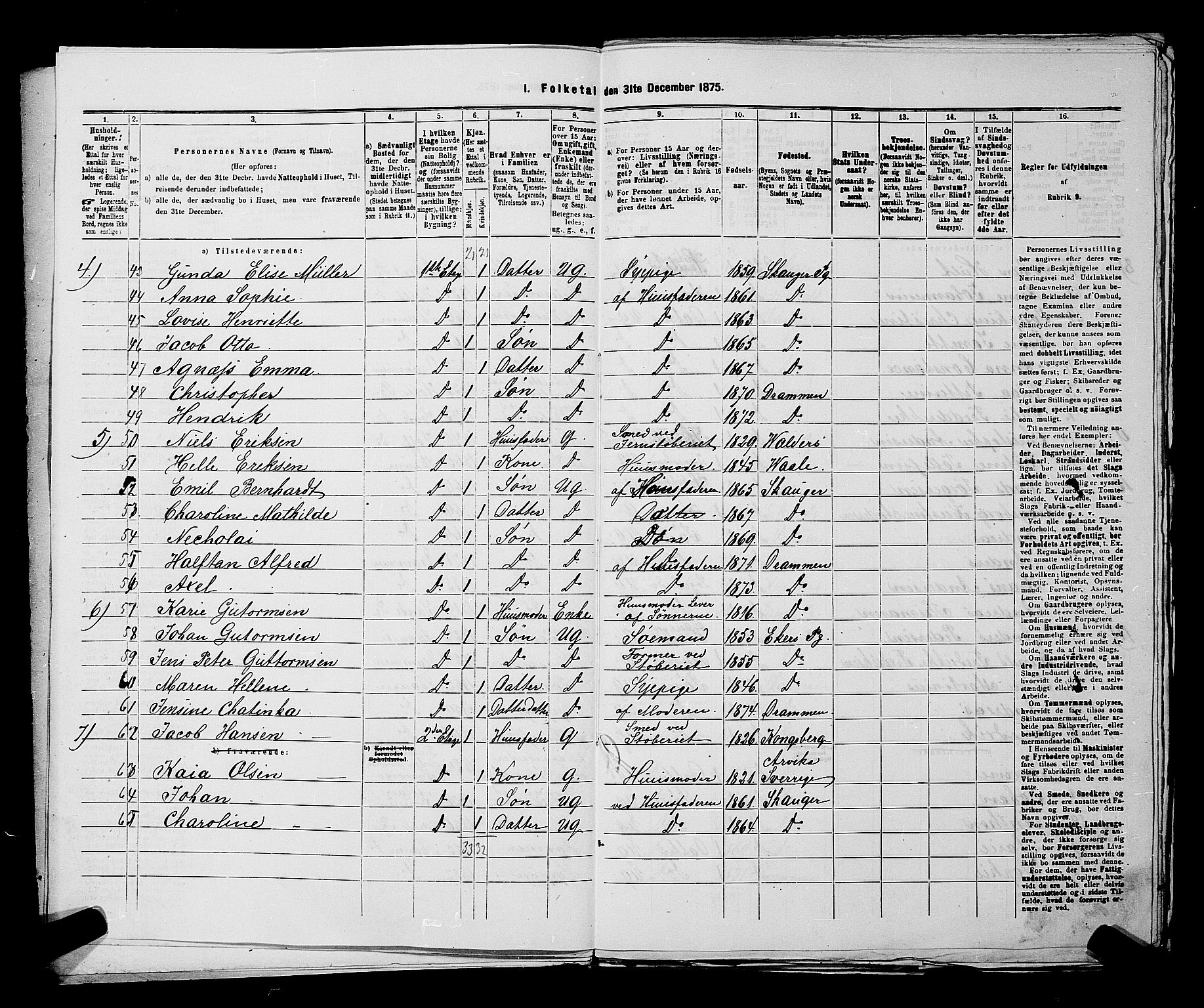 SAKO, 1875 census for 0602 Drammen, 1875, p. 3763