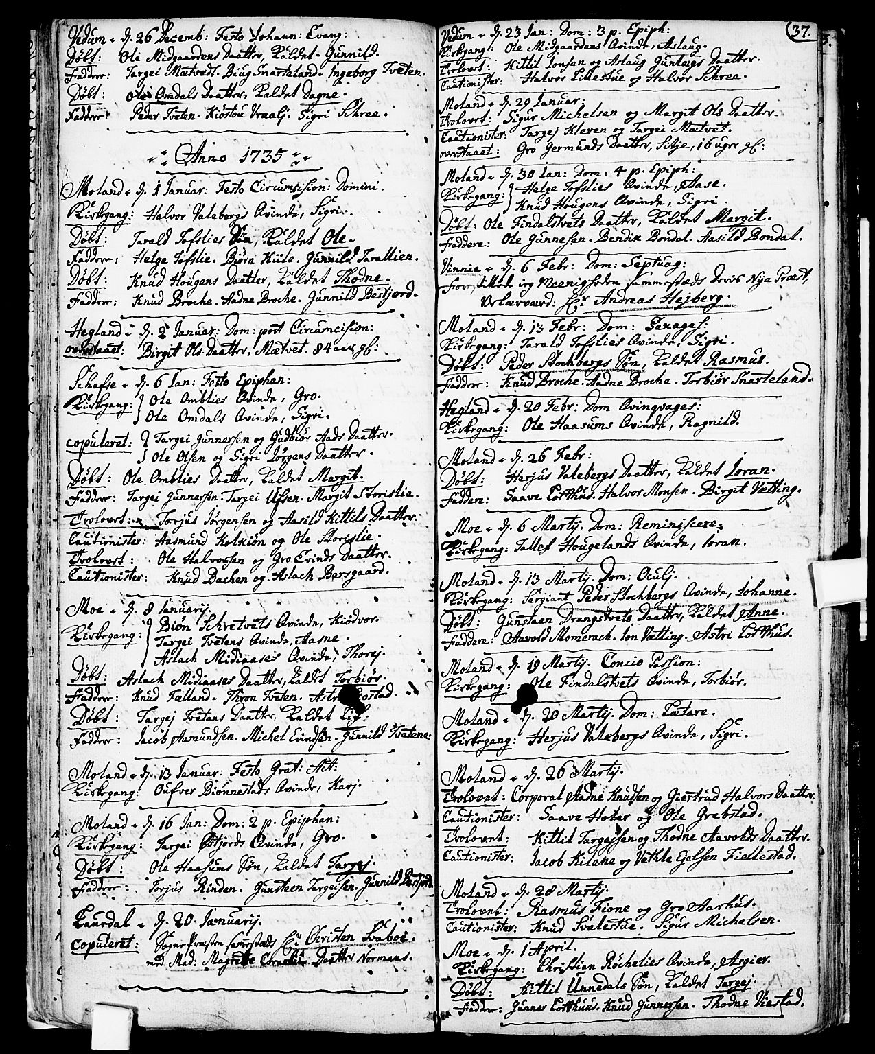 Fyresdal kirkebøker, SAKO/A-263/F/Fa/L0001: Parish register (official) no. I 1, 1724-1748, p. 37