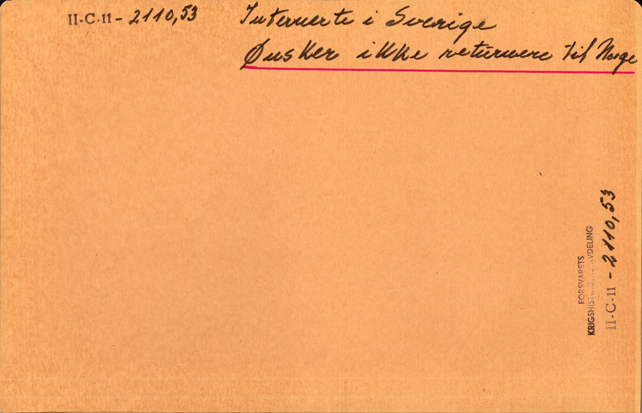 Forsvaret, Forsvarets krigshistoriske avdeling, AV/RA-RAFA-2017/Y/Yf/L0205: II-C-11-2110 - Norske internert i Sverige 1940, 1940, p. 489