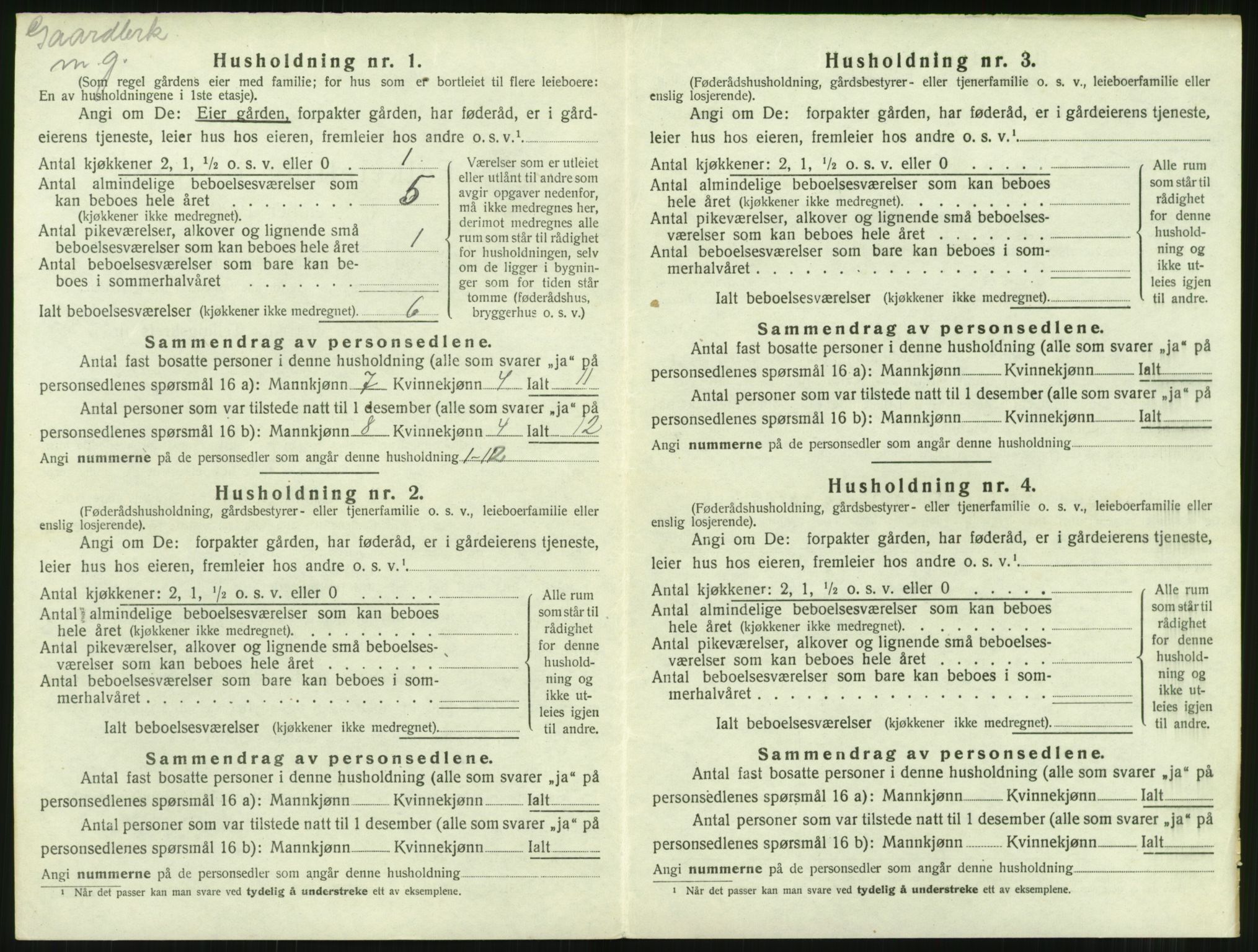 SAT, 1920 census for Tingvoll, 1920, p. 181