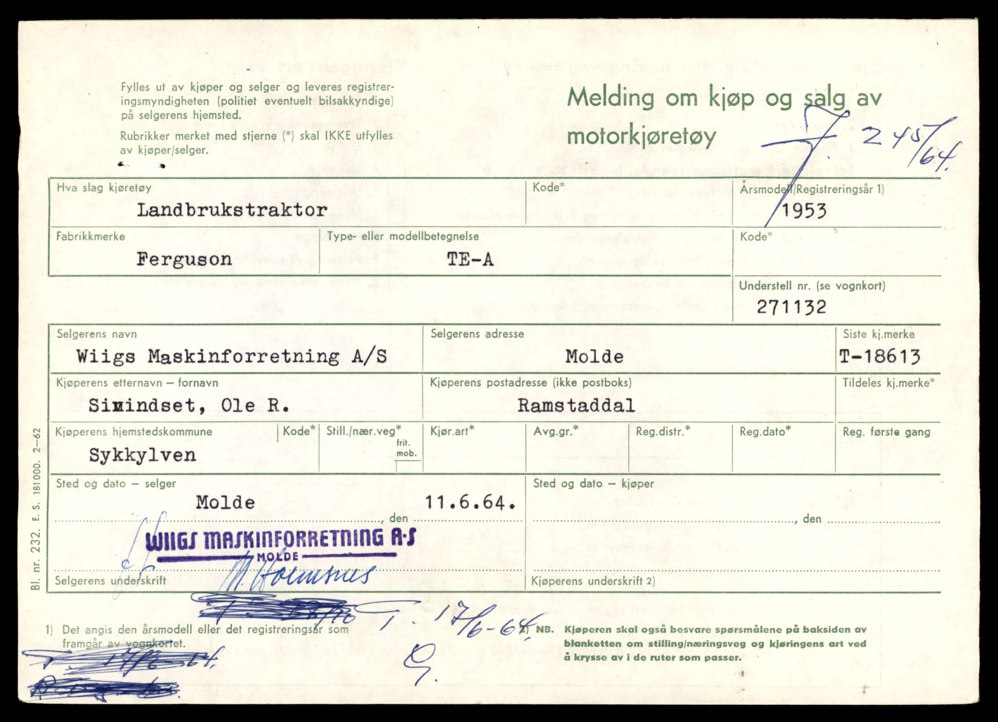 Møre og Romsdal vegkontor - Ålesund trafikkstasjon, AV/SAT-A-4099/F/Fe/L0049: Registreringskort for kjøretøy T 14864 - T 18613, 1927-1998, p. 3323