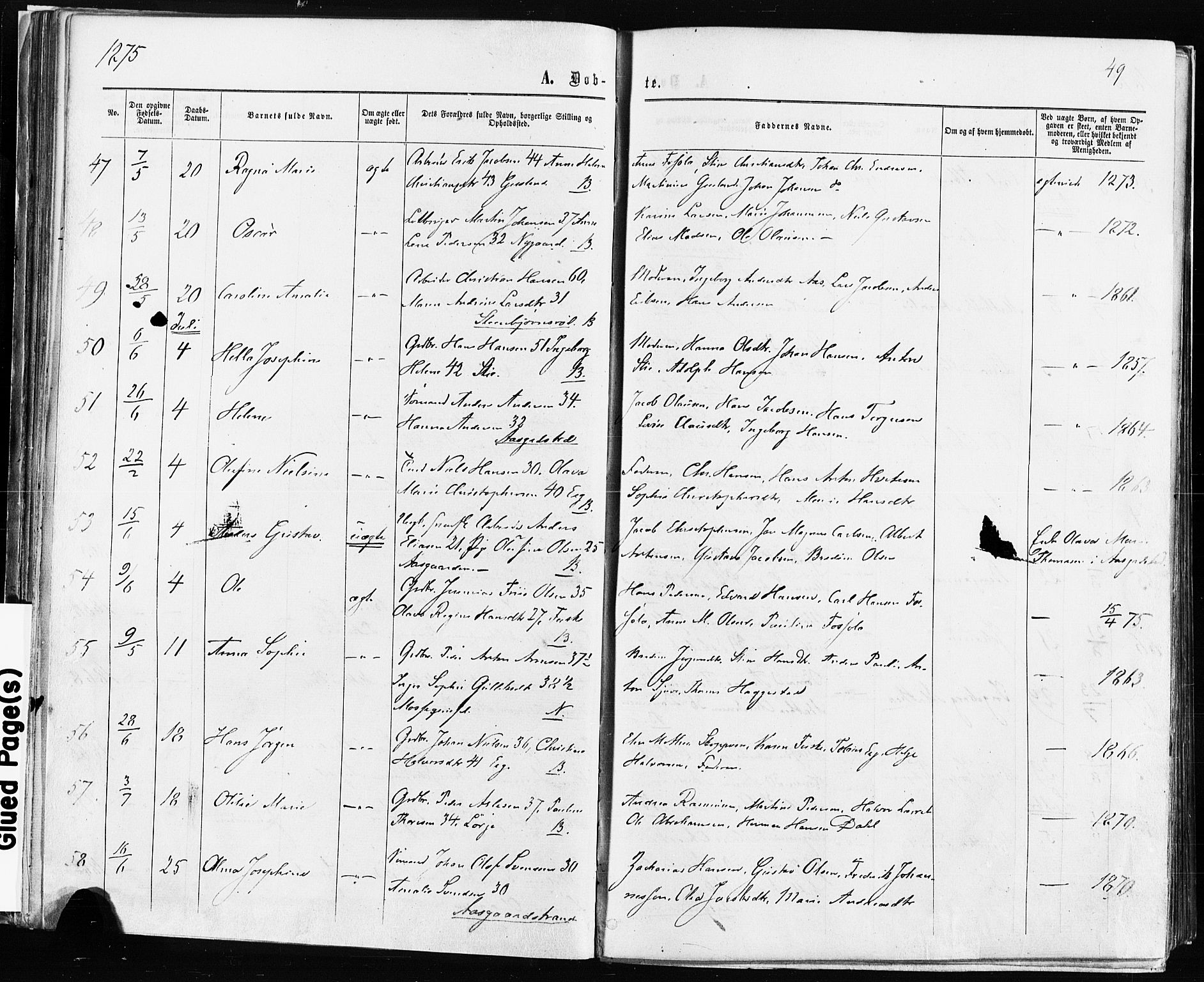 Borre kirkebøker, AV/SAKO-A-338/F/Fa/L0008: Parish register (official) no. I 8, 1868-1877, p. 49