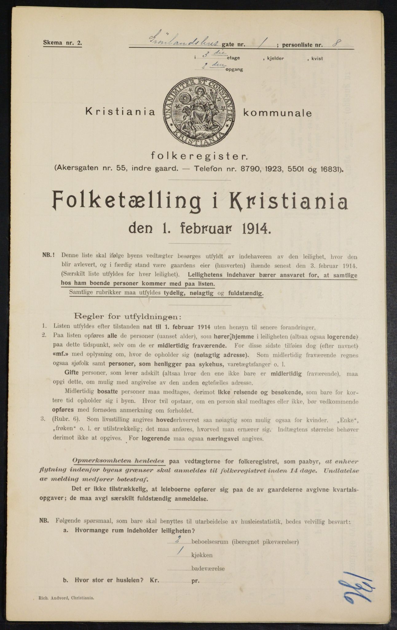 OBA, Municipal Census 1914 for Kristiania, 1914, p. 31662