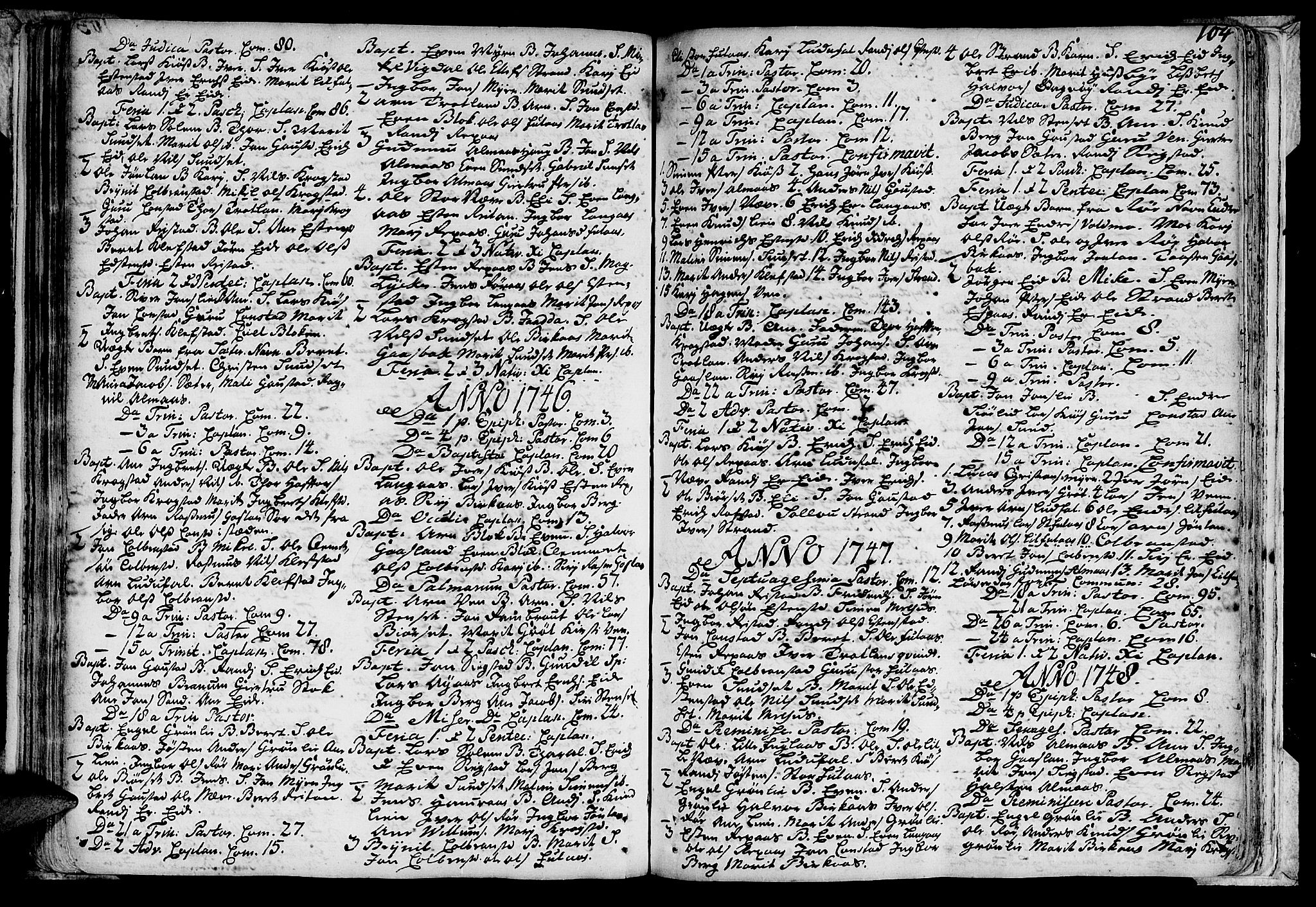 Ministerialprotokoller, klokkerbøker og fødselsregistre - Sør-Trøndelag, SAT/A-1456/691/L1060: Parish register (official) no. 691A01 /4, 1740-1767, p. 104