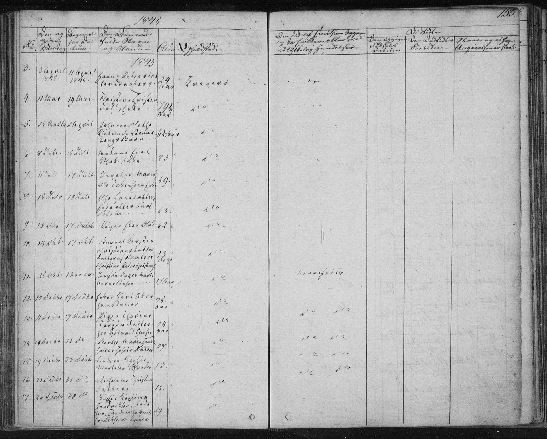 Kragerø kirkebøker, SAKO/A-278/F/Fa/L0005: Parish register (official) no. 5, 1832-1847, p. 155
