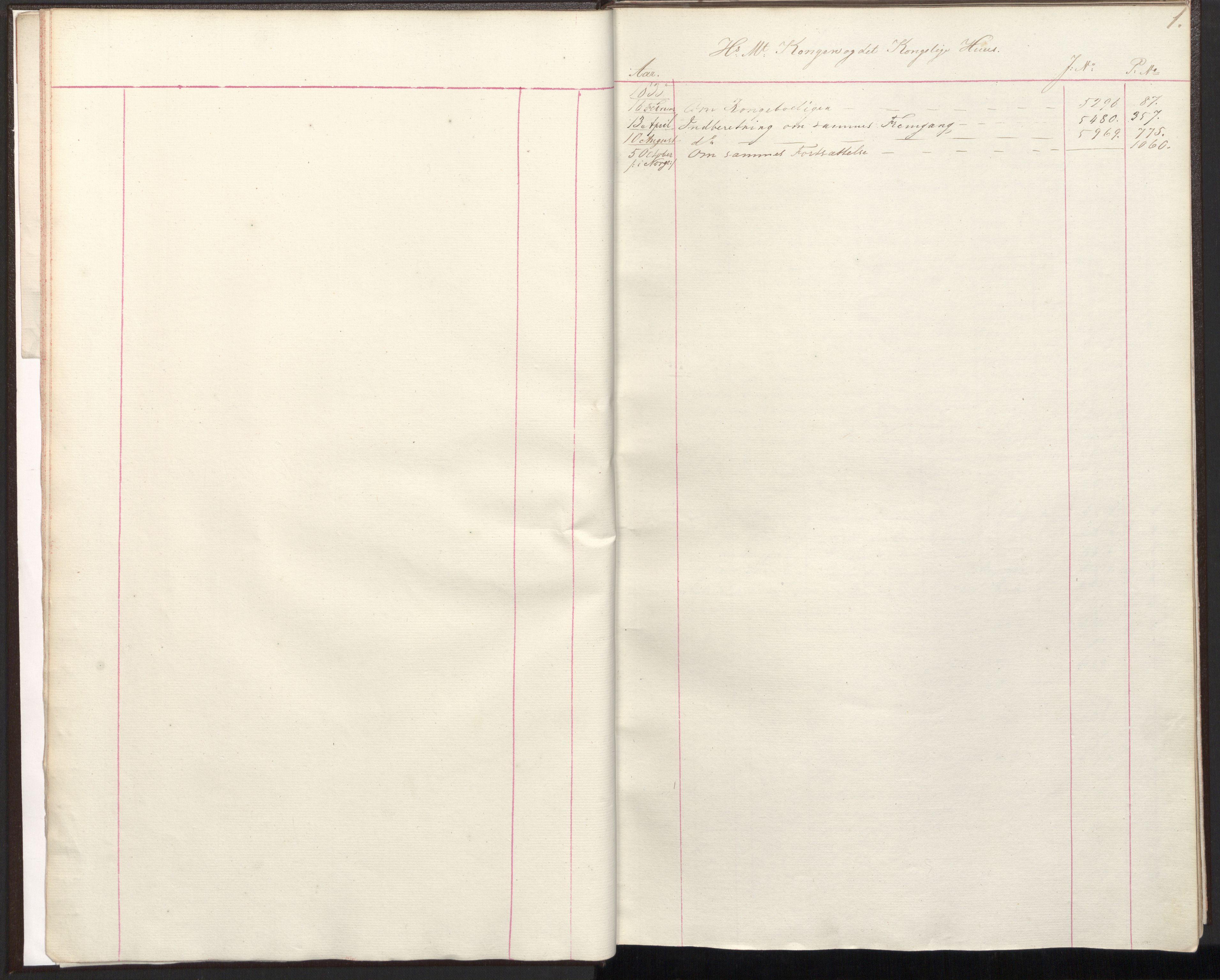 Statsrådsavdelingen i Stockholm, AV/RA-S-1003/C/Ca/L0006: Det norske Statsraads Journal- og Hovedprotokollregister, 1834-1837, p. 1a