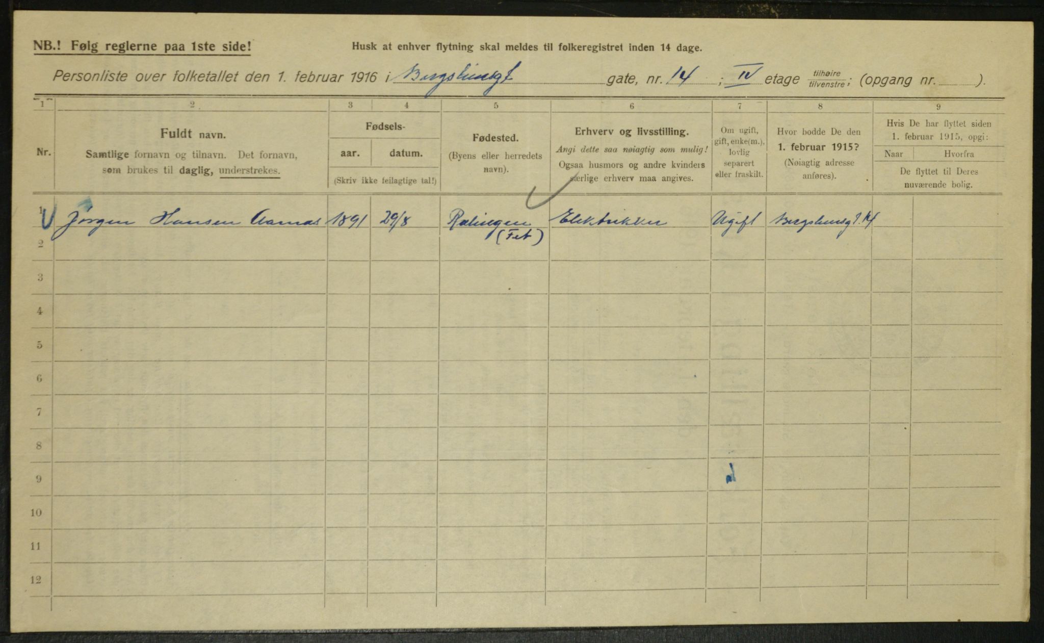 OBA, Municipal Census 1916 for Kristiania, 1916, p. 4384