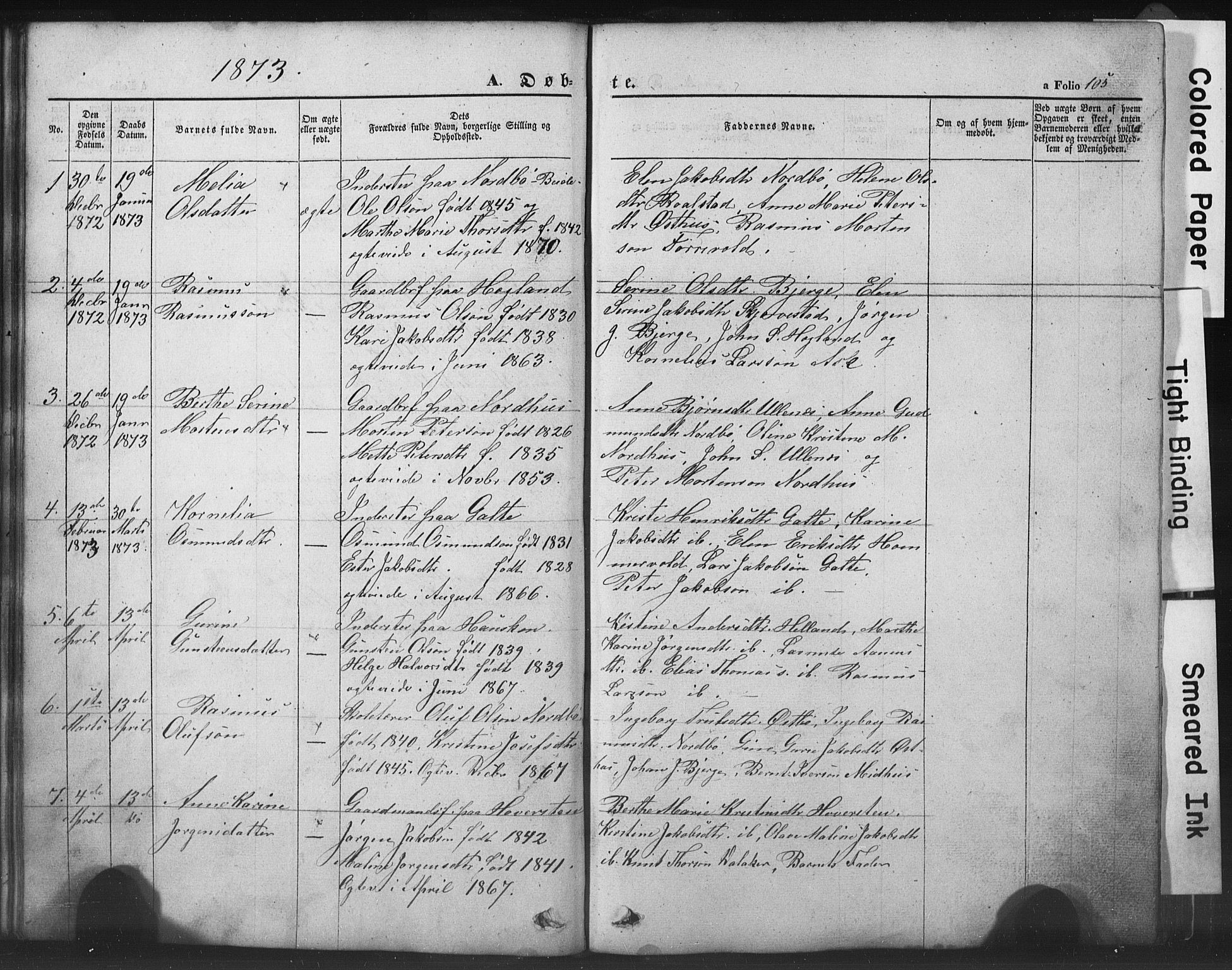 Rennesøy sokneprestkontor, SAST/A -101827/H/Ha/Hab/L0002: Parish register (copy) no. B 2, 1852-1880, p. 105