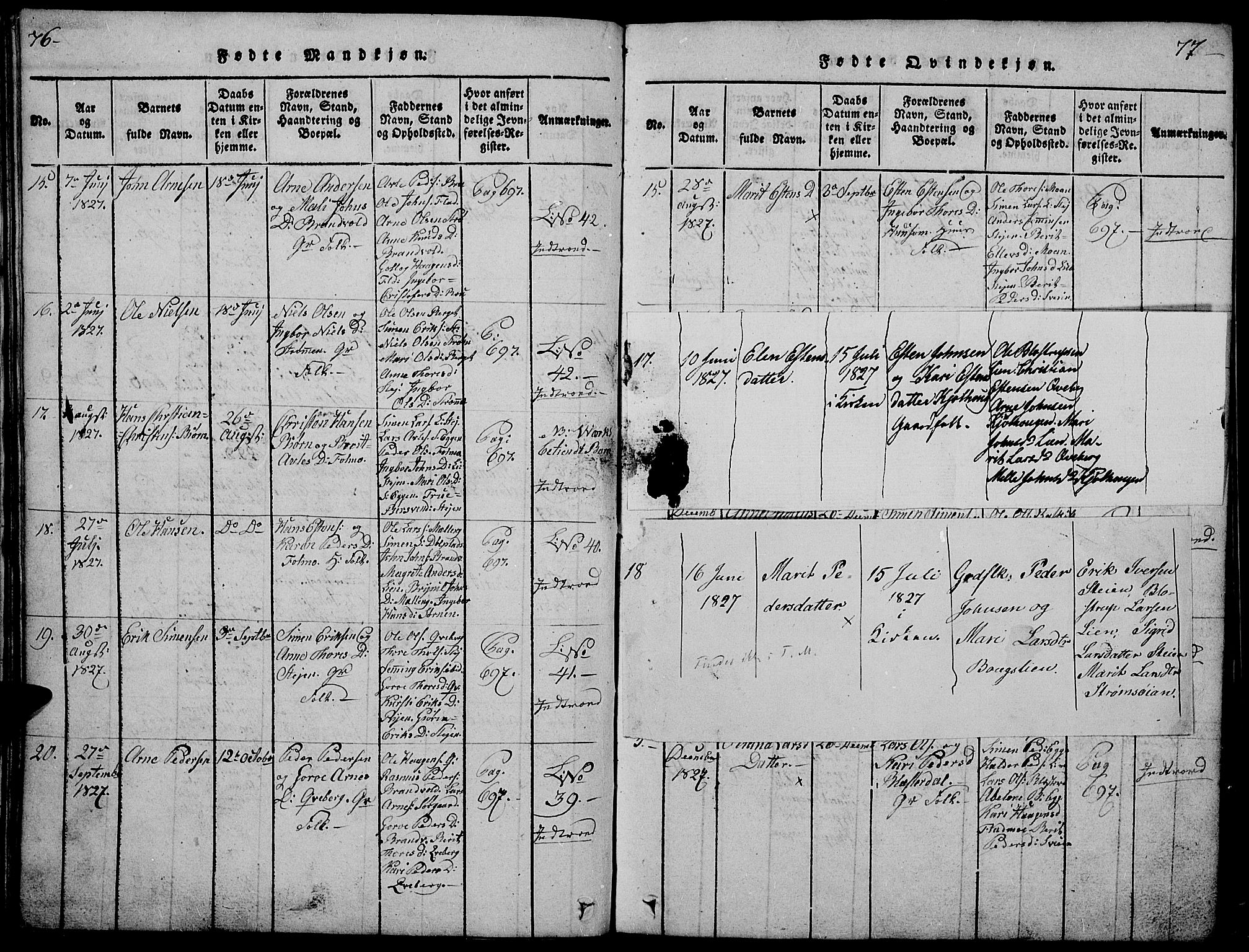 Tynset prestekontor, AV/SAH-PREST-058/H/Ha/Hab/L0002: Parish register (copy) no. 2, 1814-1862, p. 76-77