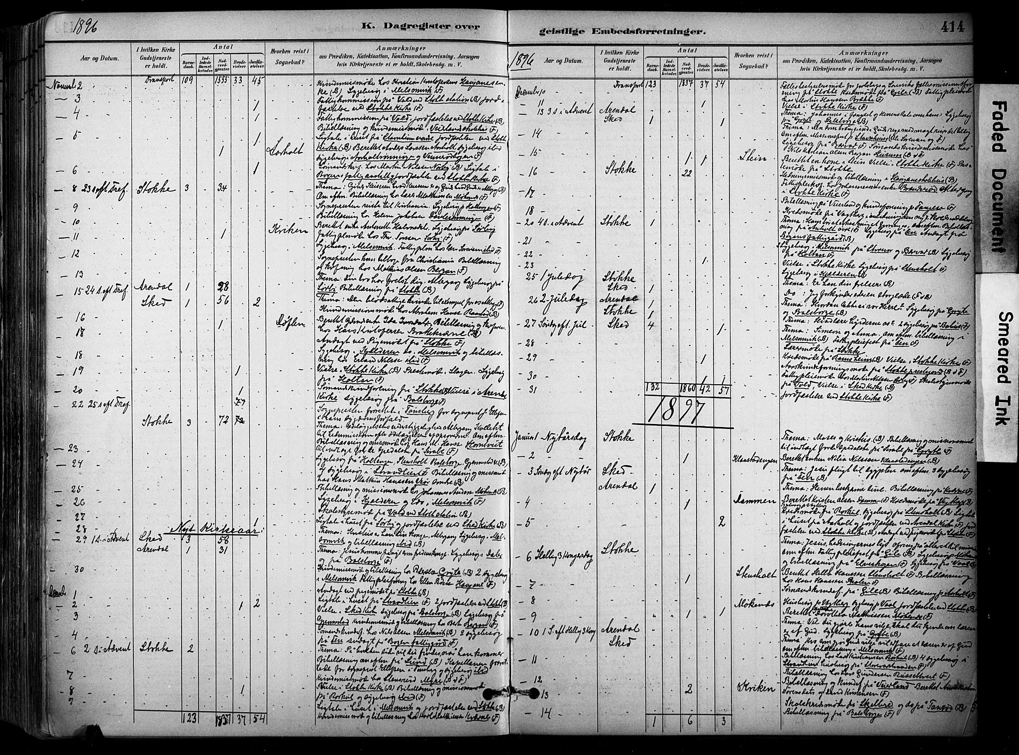 Stokke kirkebøker, AV/SAKO-A-320/F/Fa/L0010: Parish register (official) no. I 10, 1884-1903, p. 414