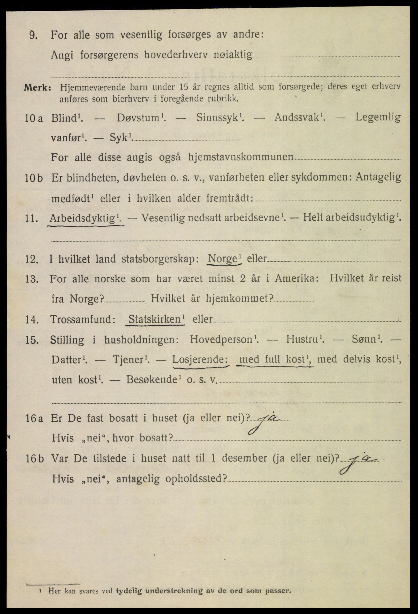 SAT, 1920 census for Namsos, 1920, p. 4836