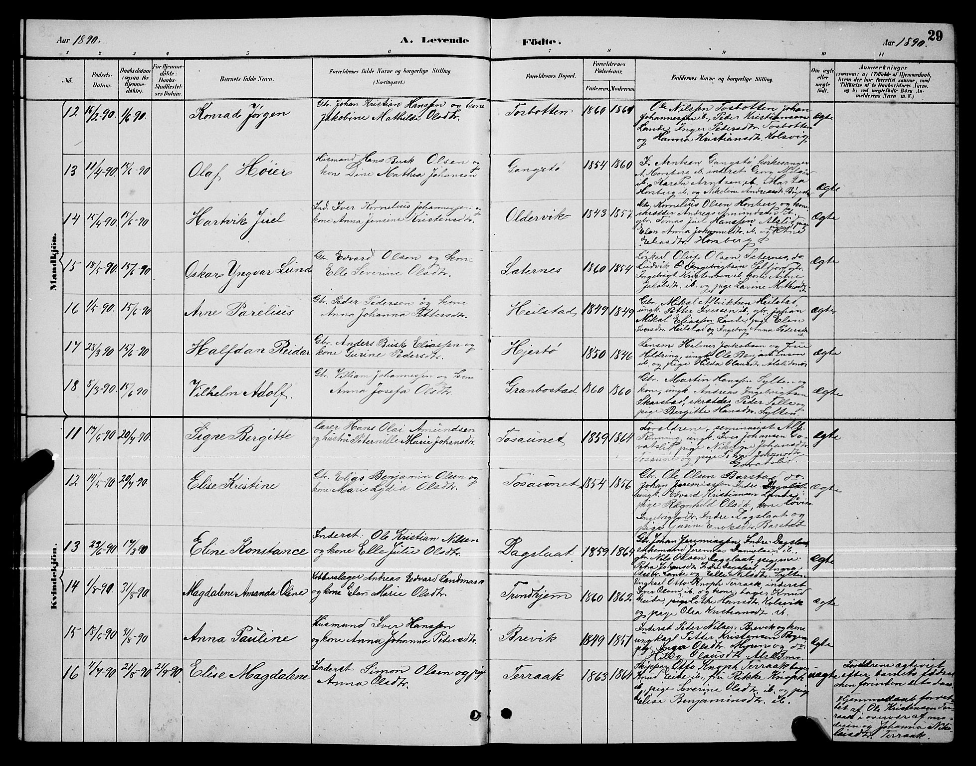 Ministerialprotokoller, klokkerbøker og fødselsregistre - Nordland, AV/SAT-A-1459/810/L0160: Parish register (copy) no. 810C03, 1884-1896, p. 29