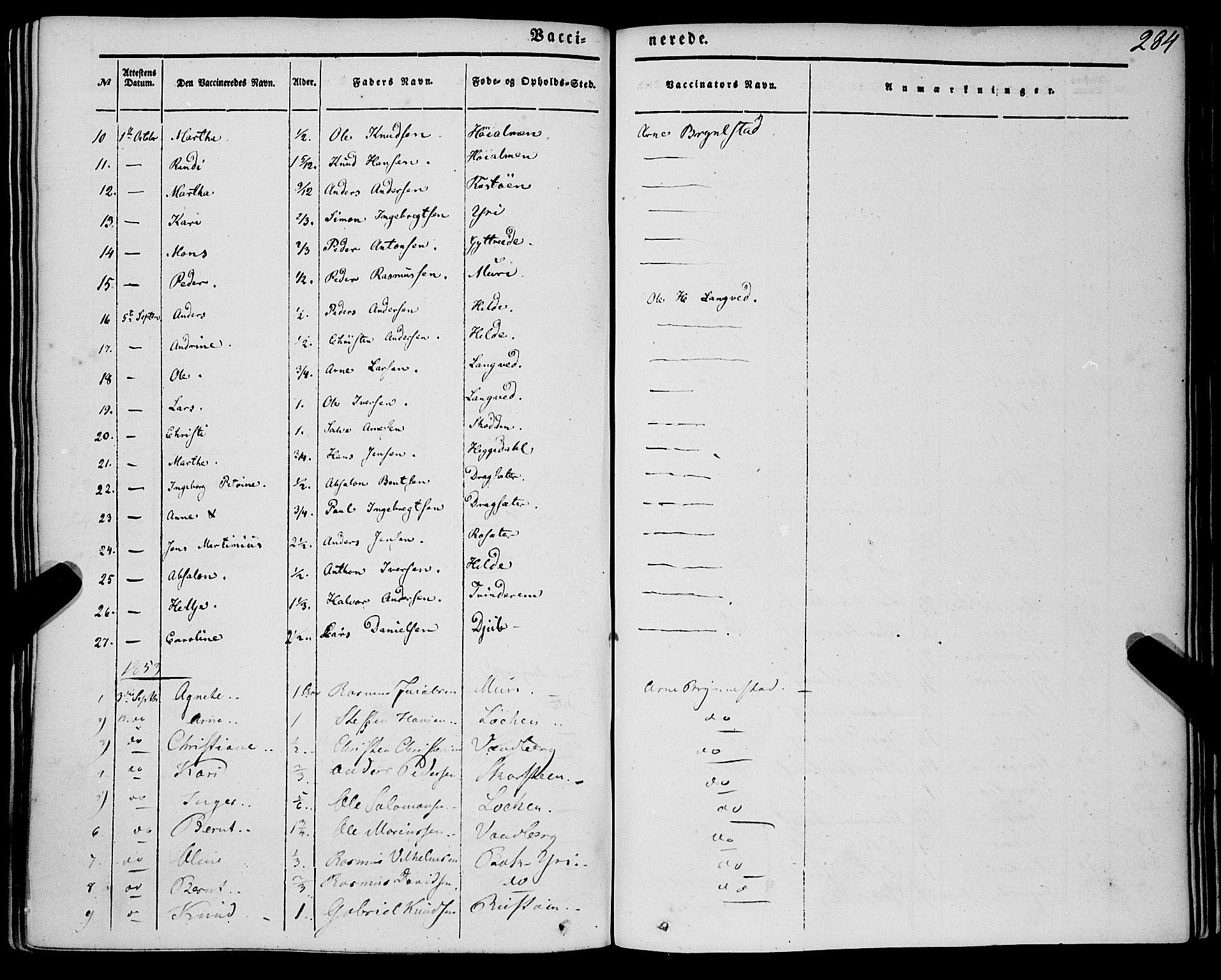 Innvik sokneprestembete, SAB/A-80501: Parish register (official) no. A 5, 1847-1865, p. 284