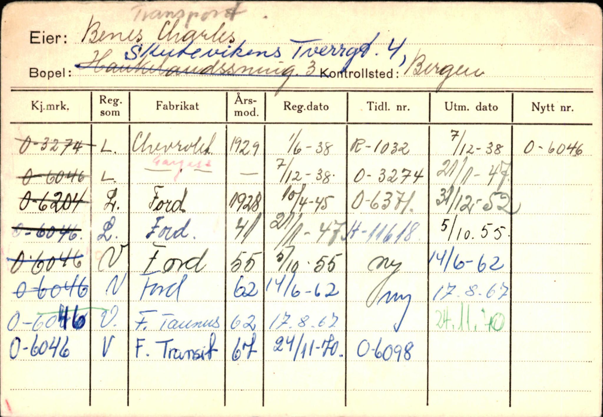 Statens vegvesen, Hordaland vegkontor, AV/SAB-A-5201/2/Hb/L0003: O-eierkort B, 1920-1971, p. 3