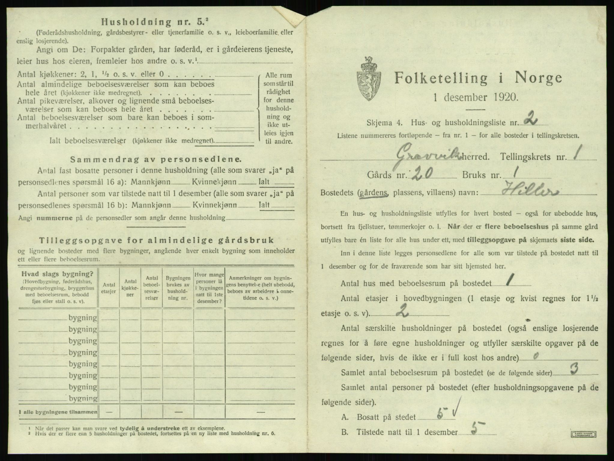 SAT, 1920 census for Gravvik, 1920, p. 22