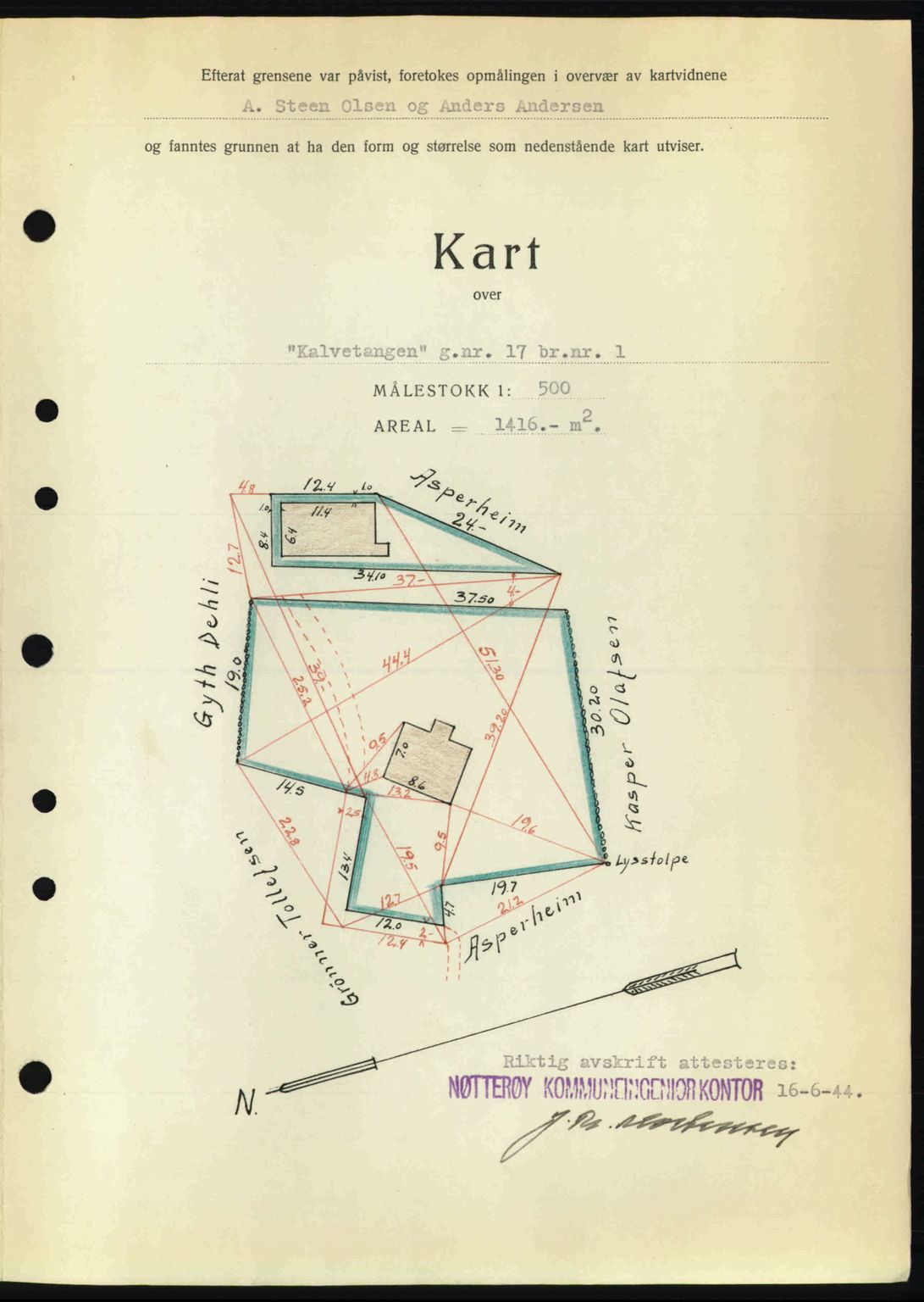 Tønsberg sorenskriveri, AV/SAKO-A-130/G/Ga/Gaa/L0015: Mortgage book no. A15, 1944-1944, Diary no: : 1360/1944