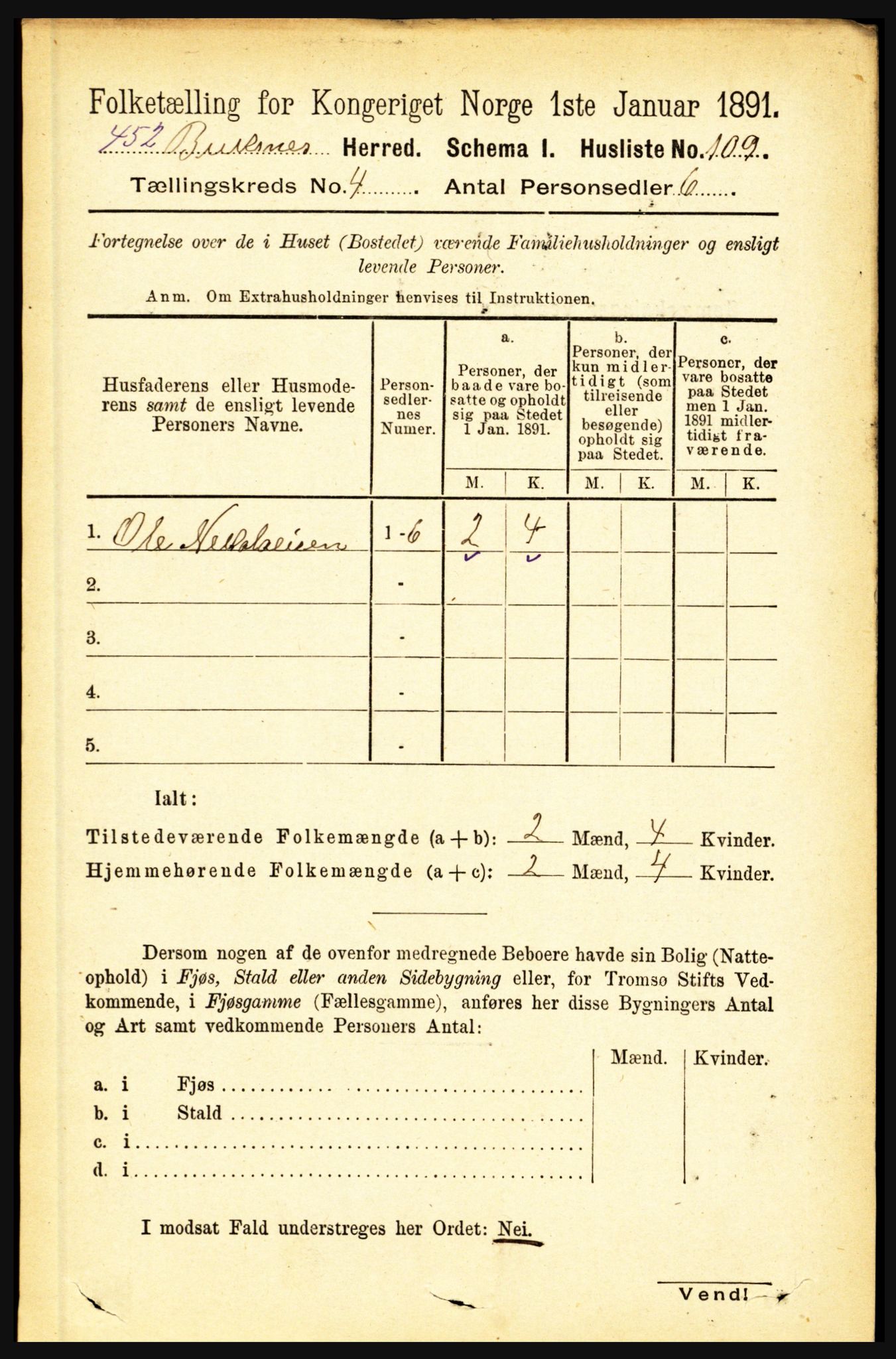 RA, 1891 census for 1860 Buksnes, 1891, p. 3009